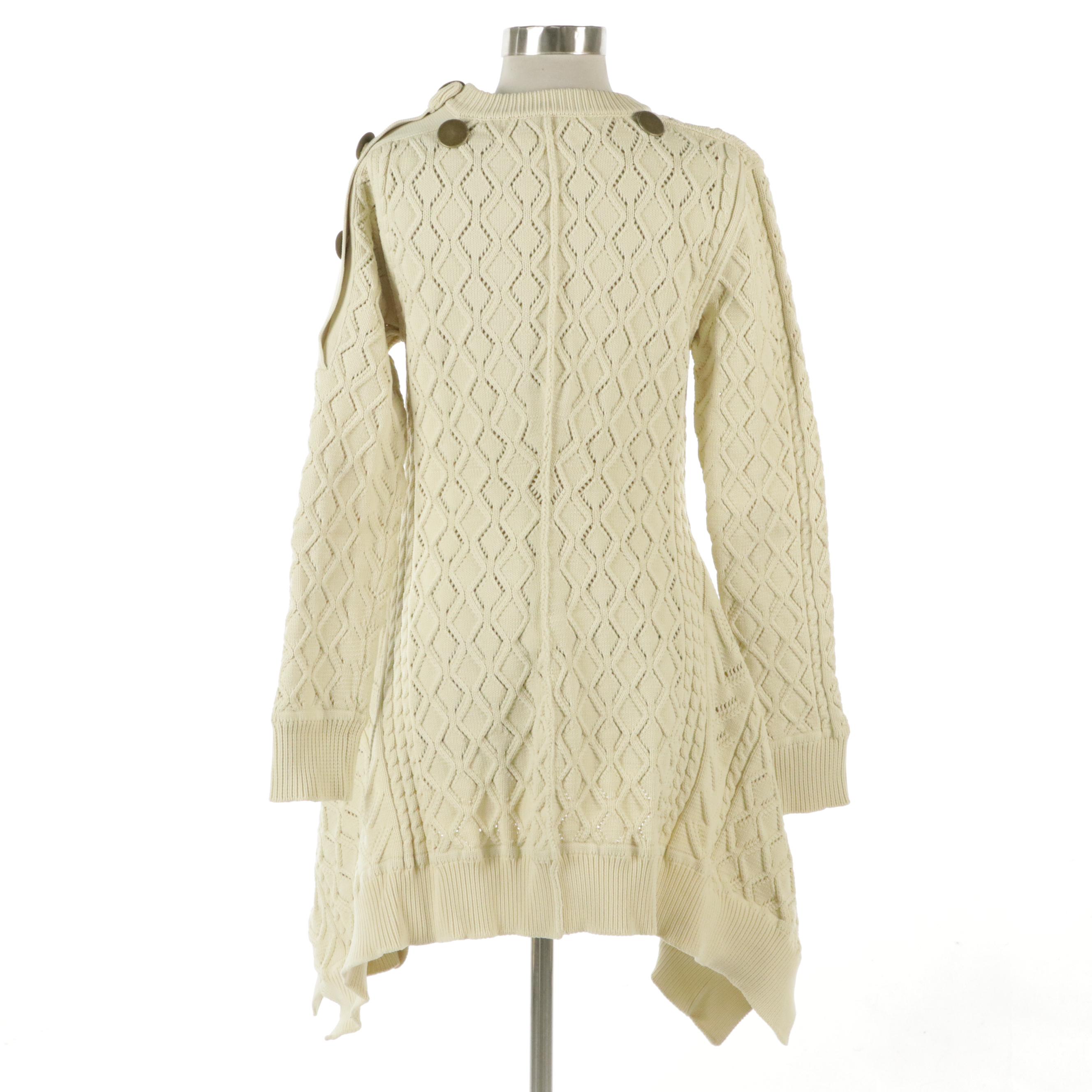 Sonia Rykiel Aran Knit Sweater with Basque Hemline