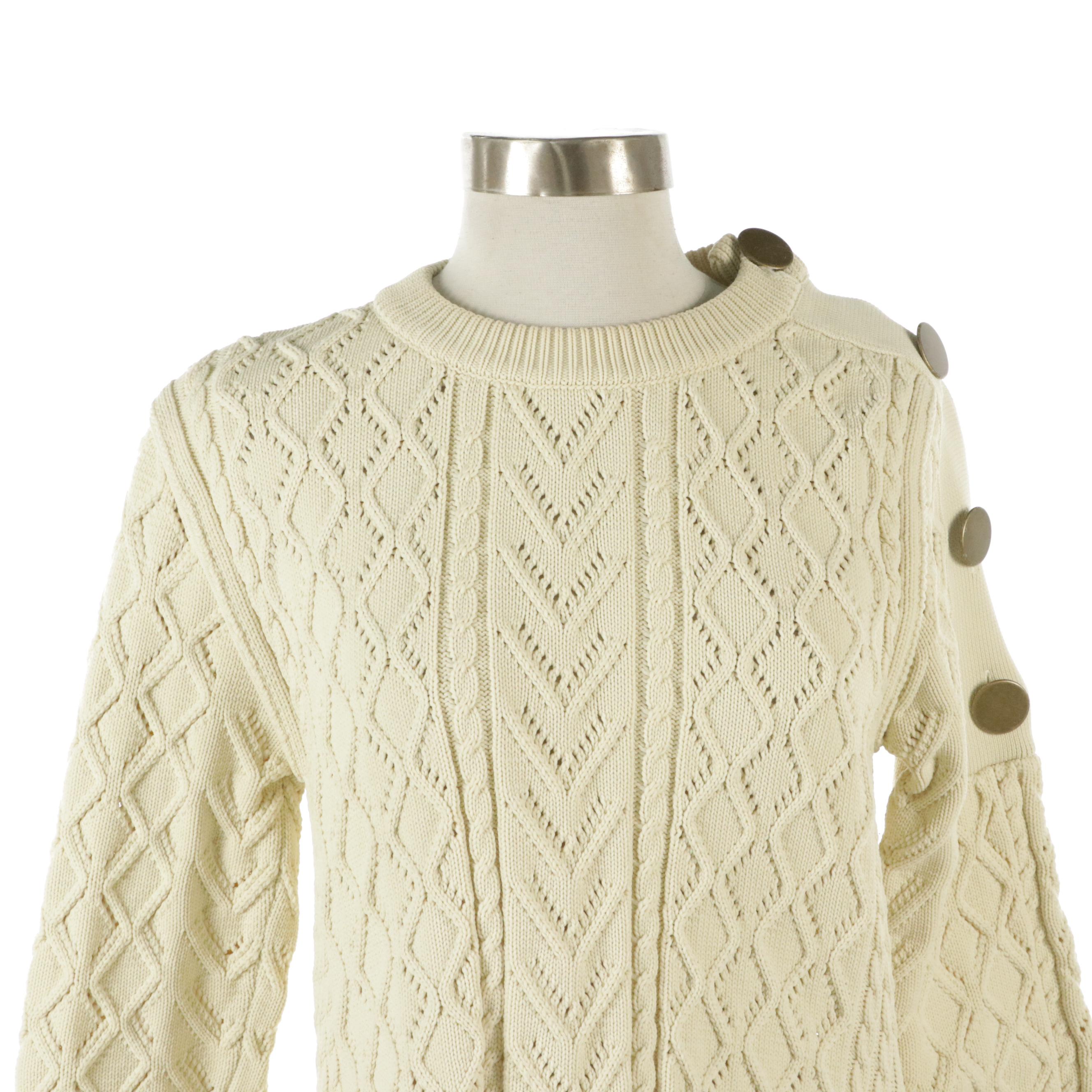 Sonia Rykiel Aran Knit Sweater with Basque Hemline