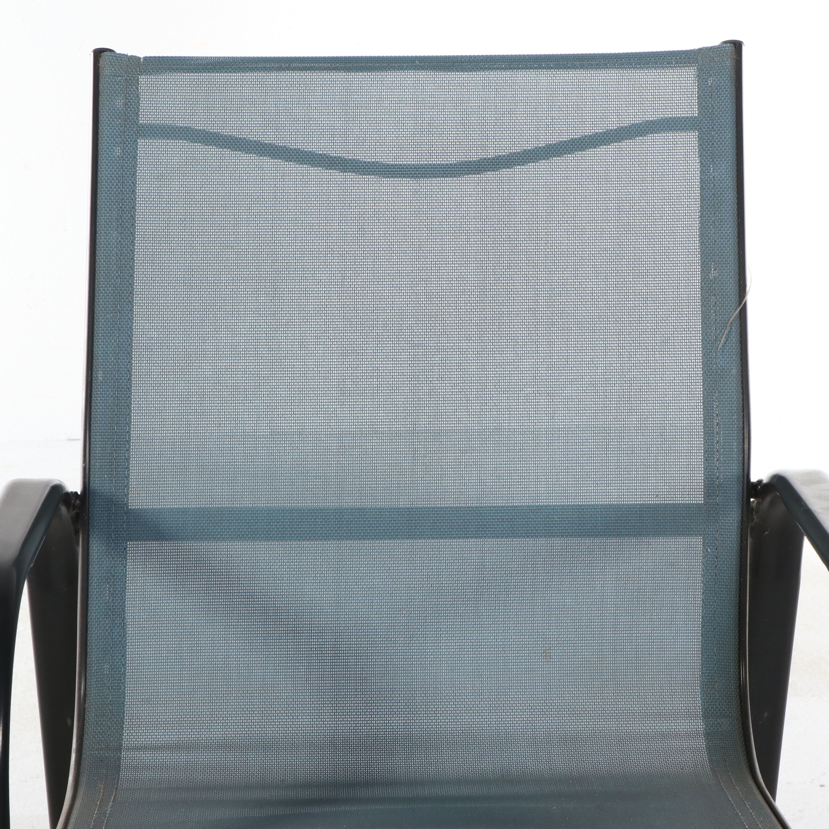 Three Contemporary Metal and Mesh Patio Barstools