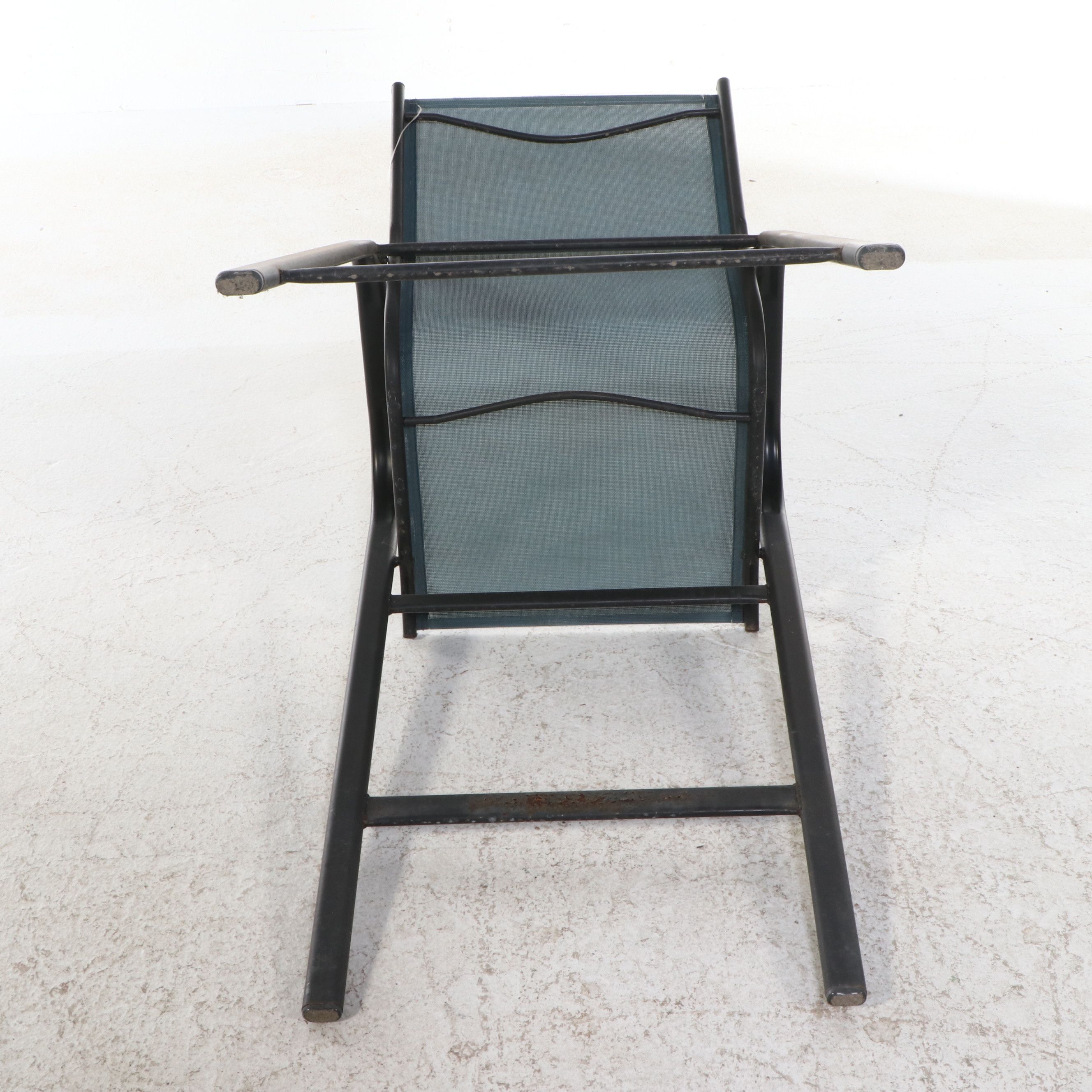 Three Contemporary Metal and Mesh Patio Barstools