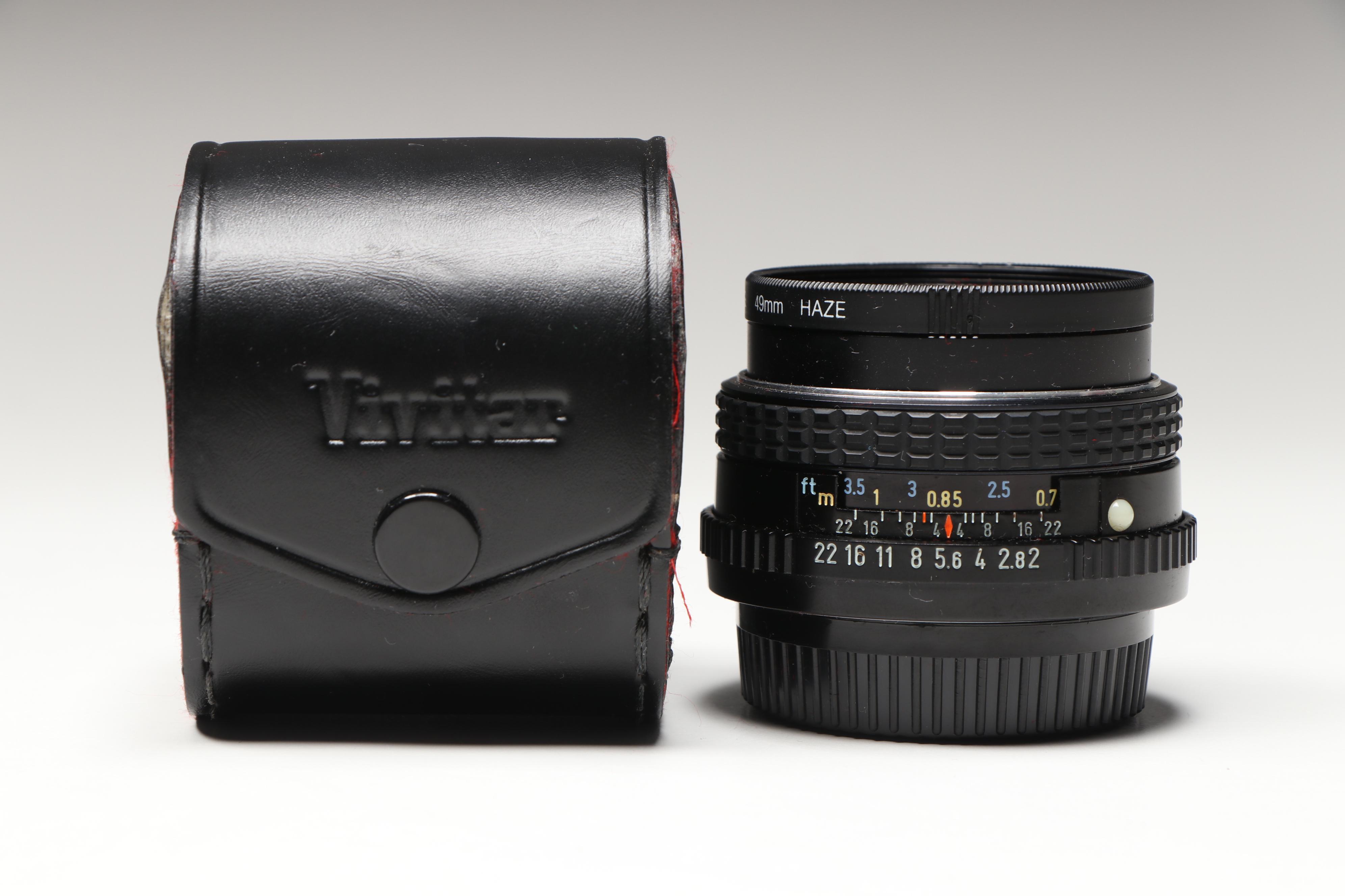 Pentax ME Super Camera with Cases, Lens, and Camera Bag, Late 20th C.