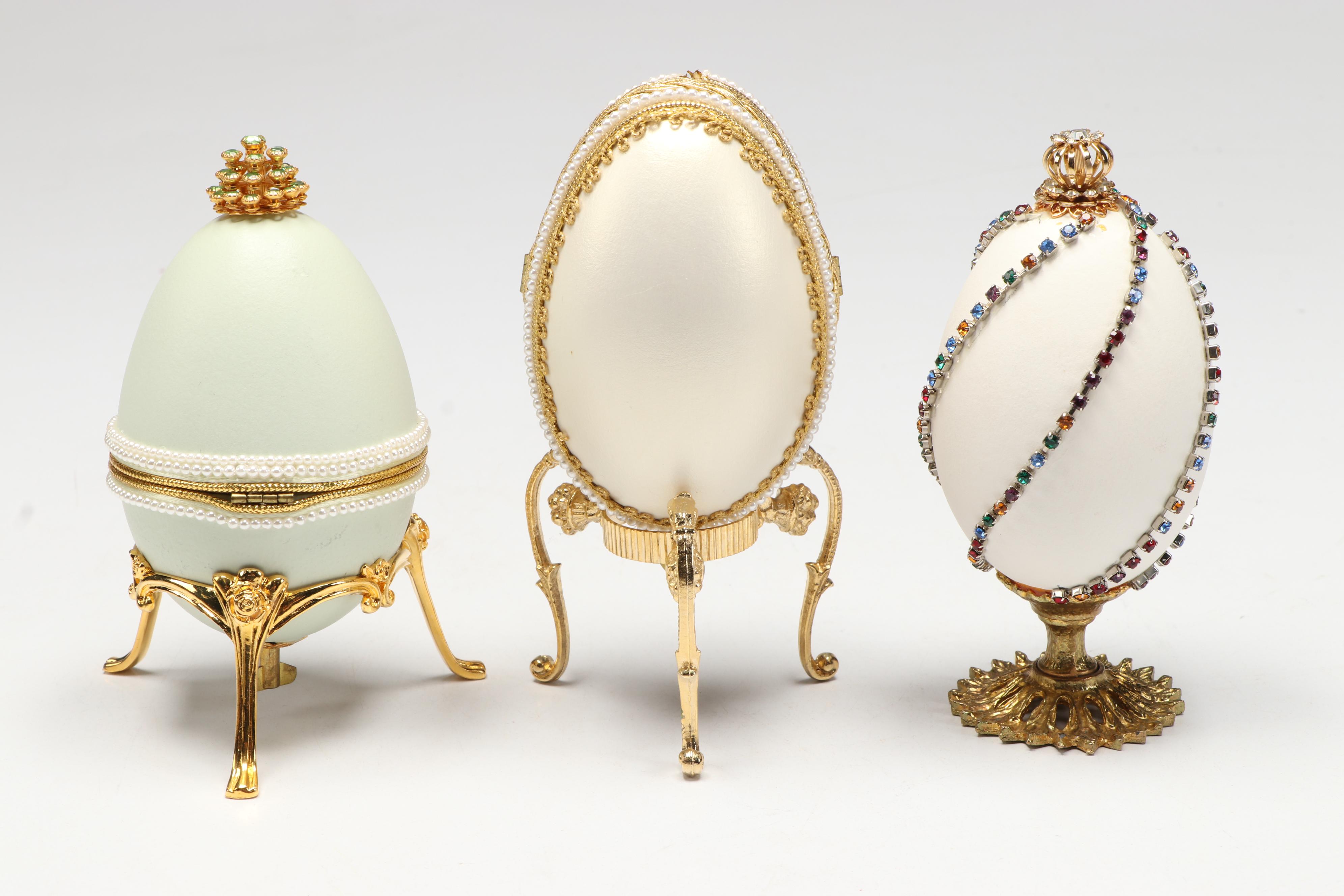 Enamel and Fabric Decorative Eggs