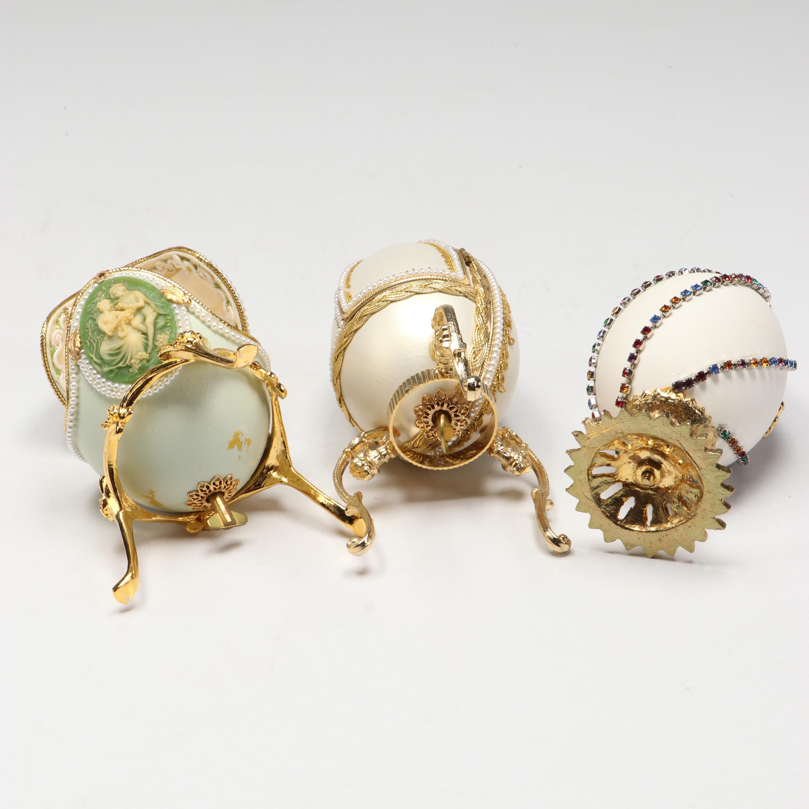 Enamel and Fabric Decorative Eggs