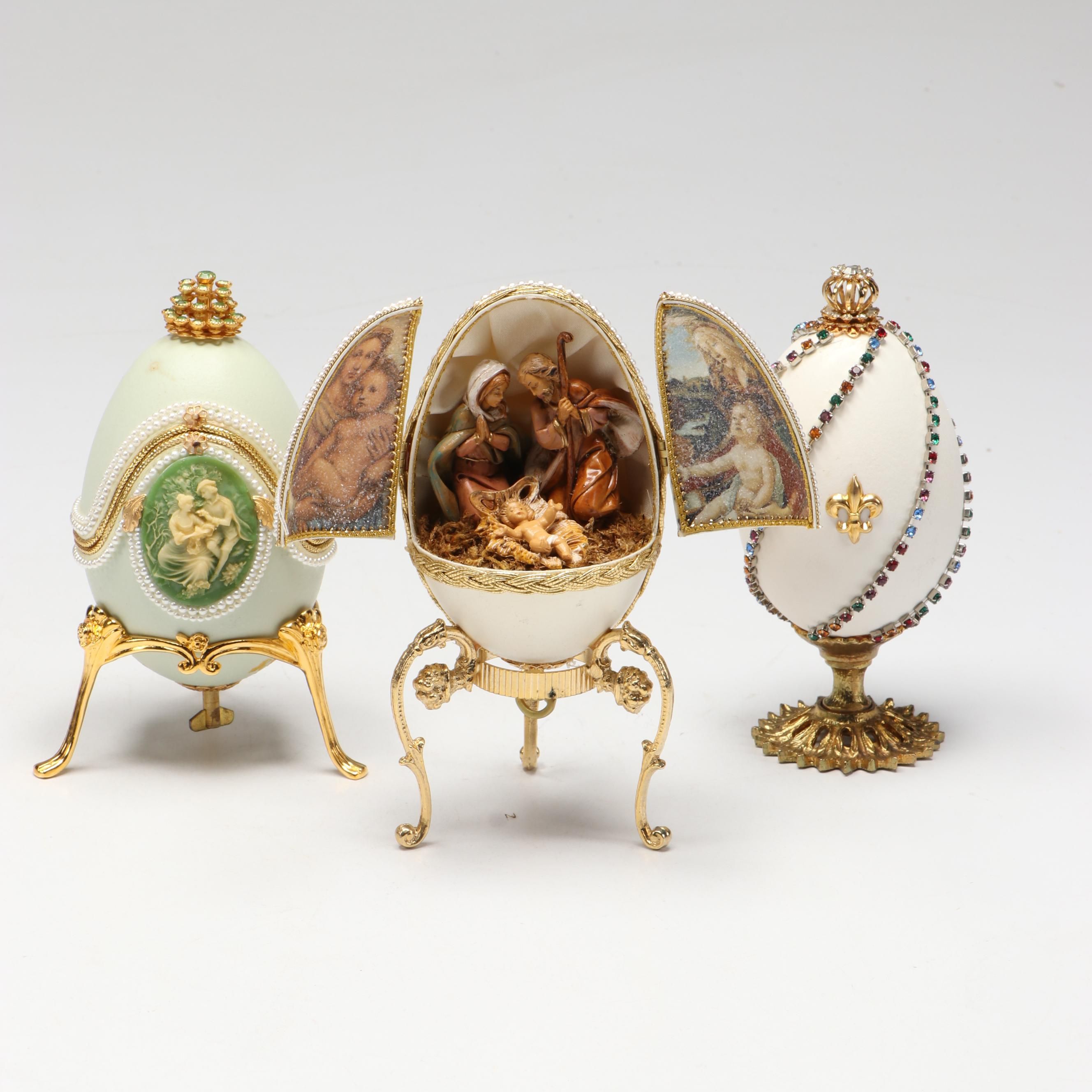 Enamel and Fabric Decorative Eggs