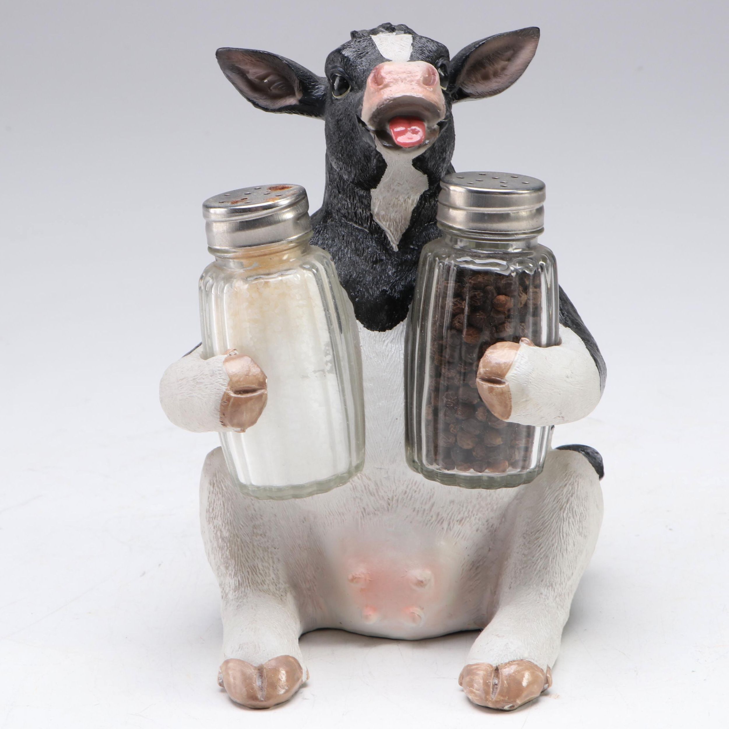 Sitting Cow Salt and Pepper Shaker Caddy