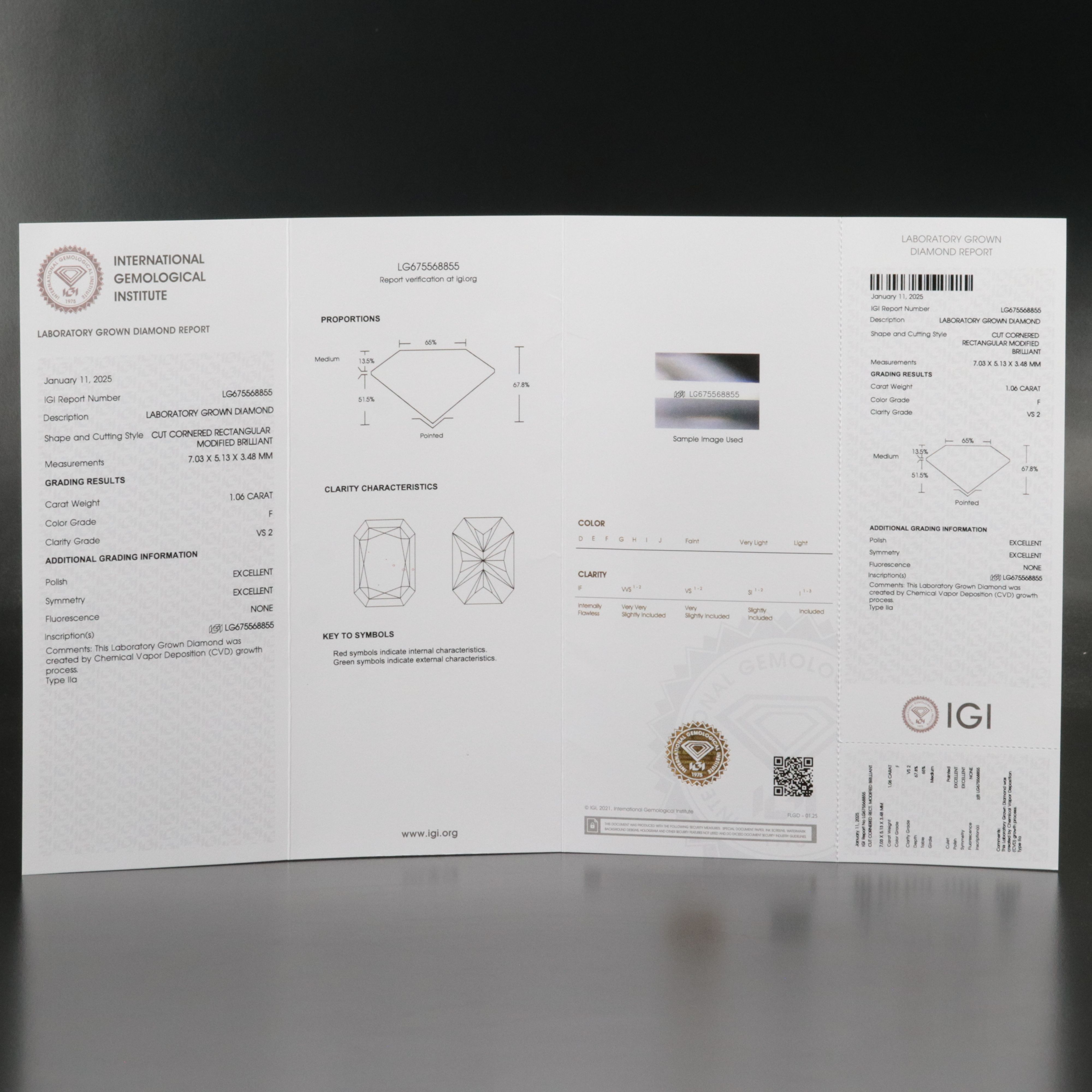 Loose 1.06 CT Lab Grown Diamond with IGI Report