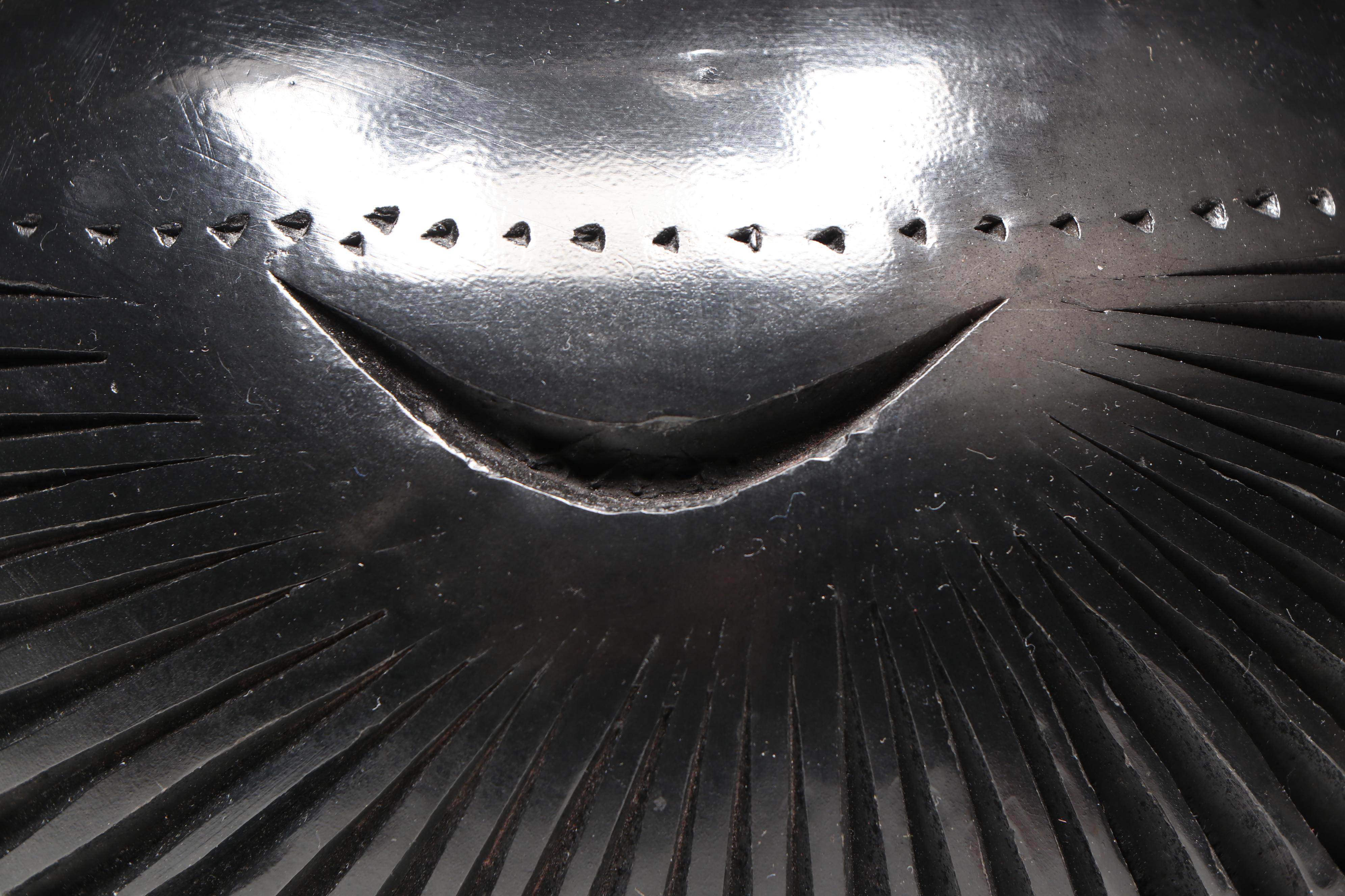 Mexican Barro Negro Blackware Incised Art Pottery Vase