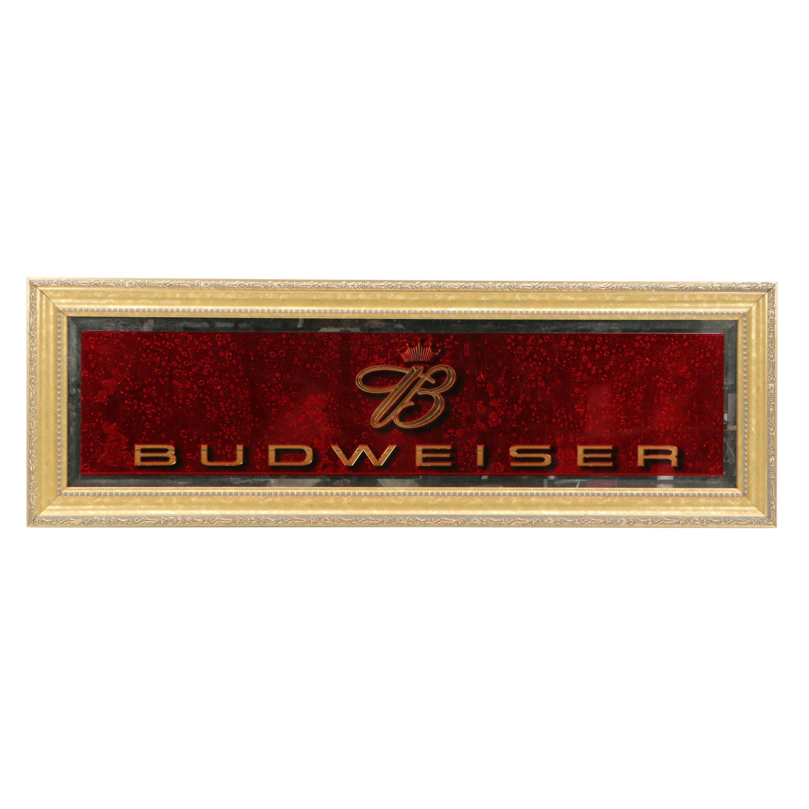 Budweiser Bar Sign and Guitar with Other Advertising Signs