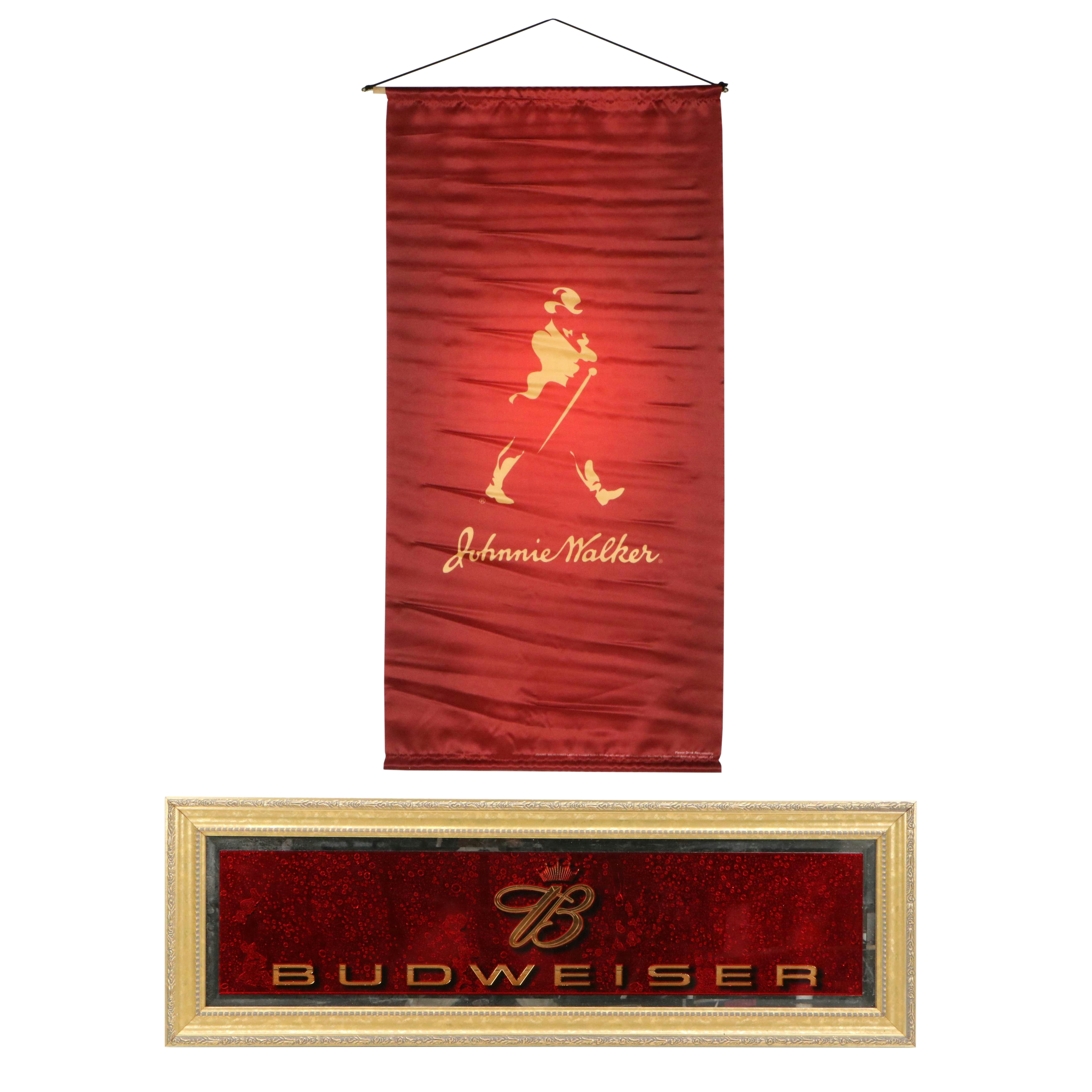 Budweiser Bar Sign and Guitar with Other Advertising Signs