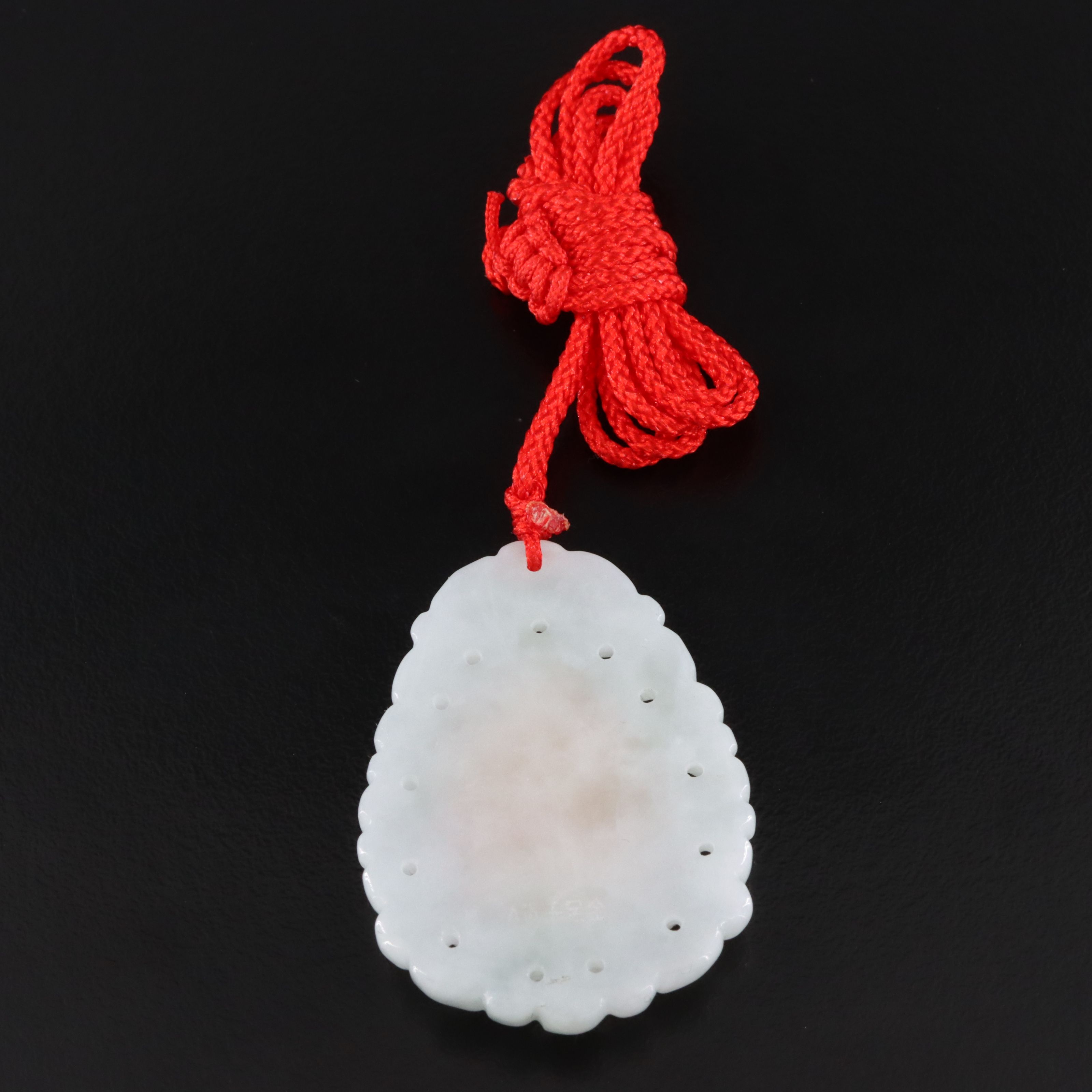 24K Carved Jadeite Monkey Pendant and Cord Necklace