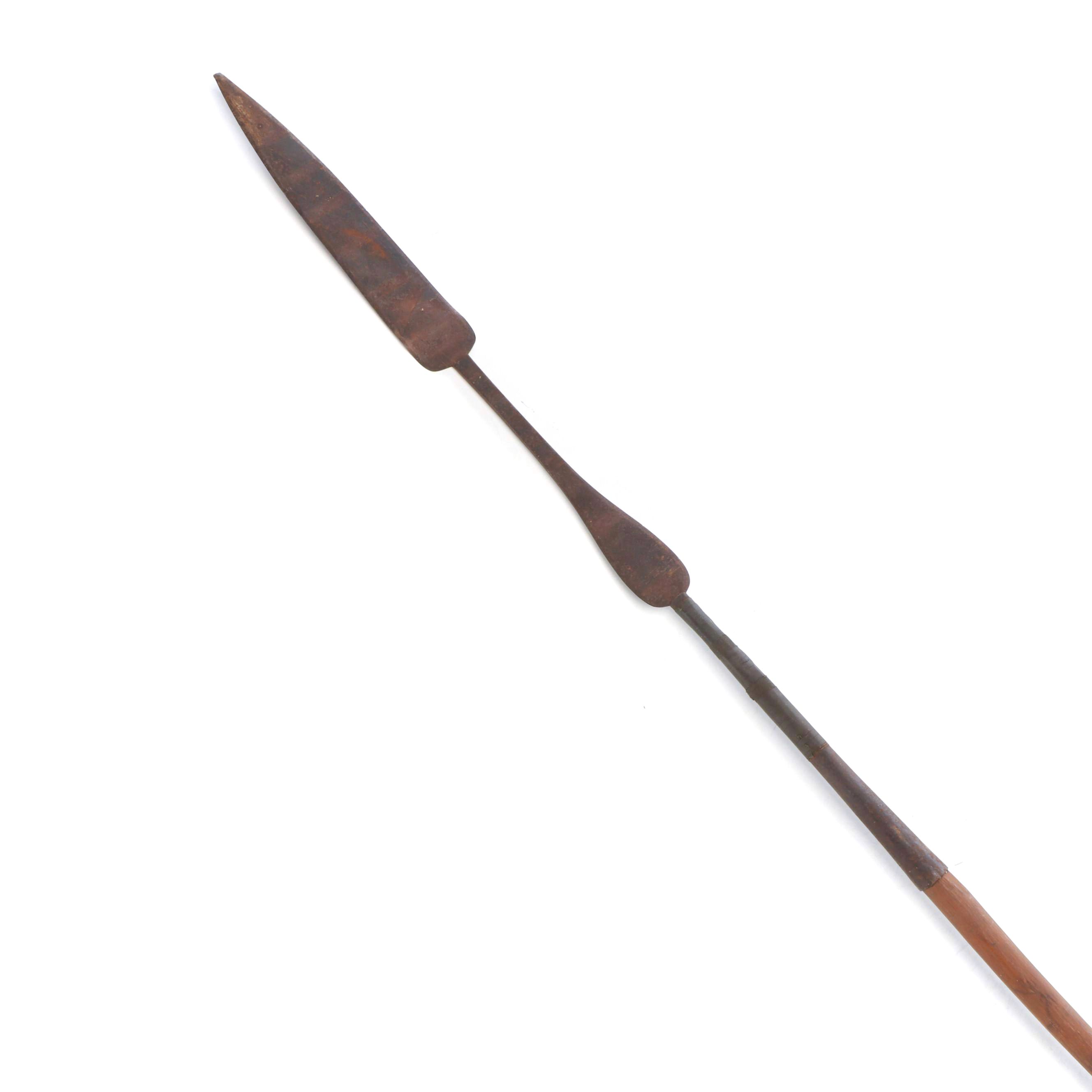 East African Ceremonial Double Head Spear with Patterned Blade