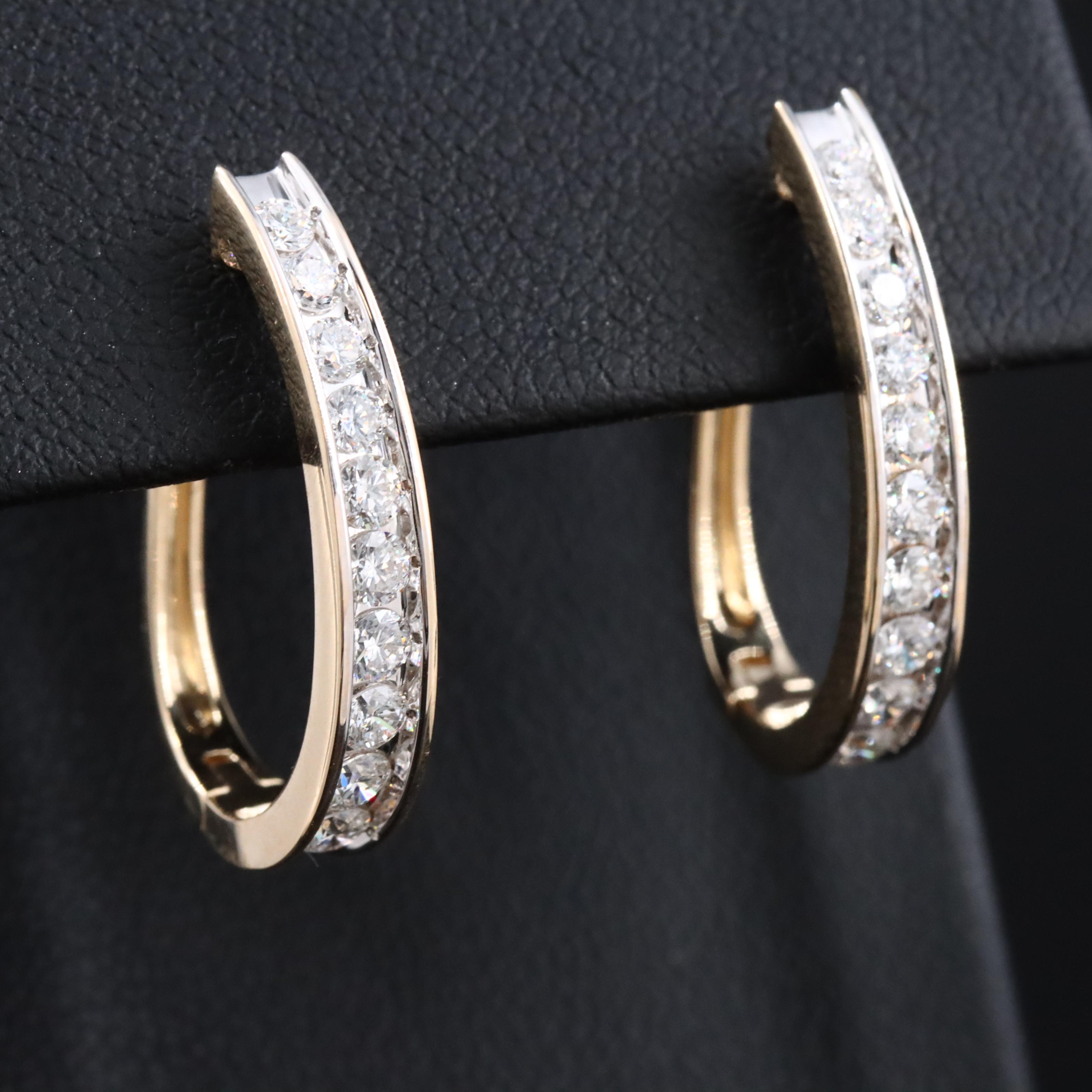 14K 1.00 CTW Lab Grown Diamond Hoop Earrings
