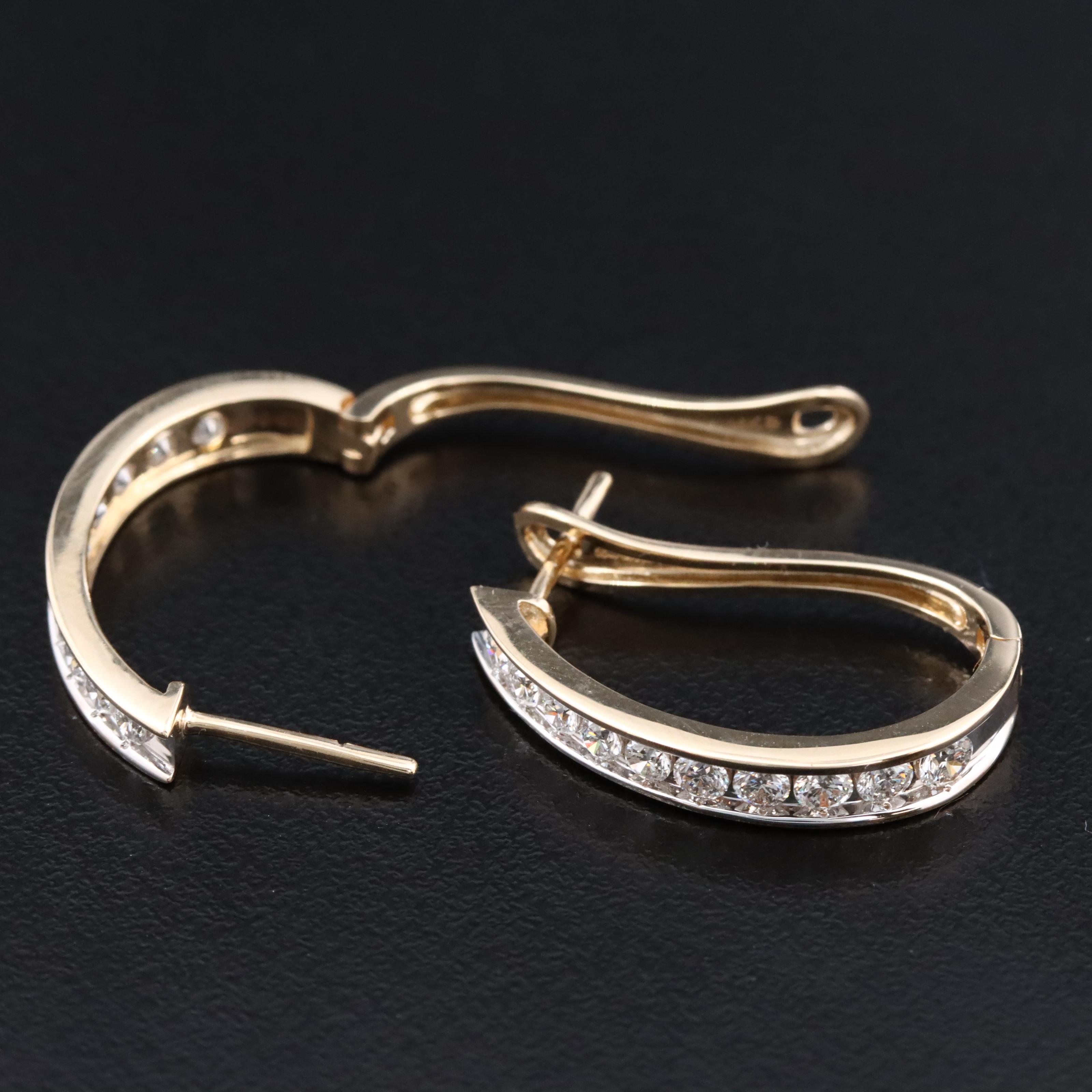 14K 1.00 CTW Lab Grown Diamond Hoop Earrings