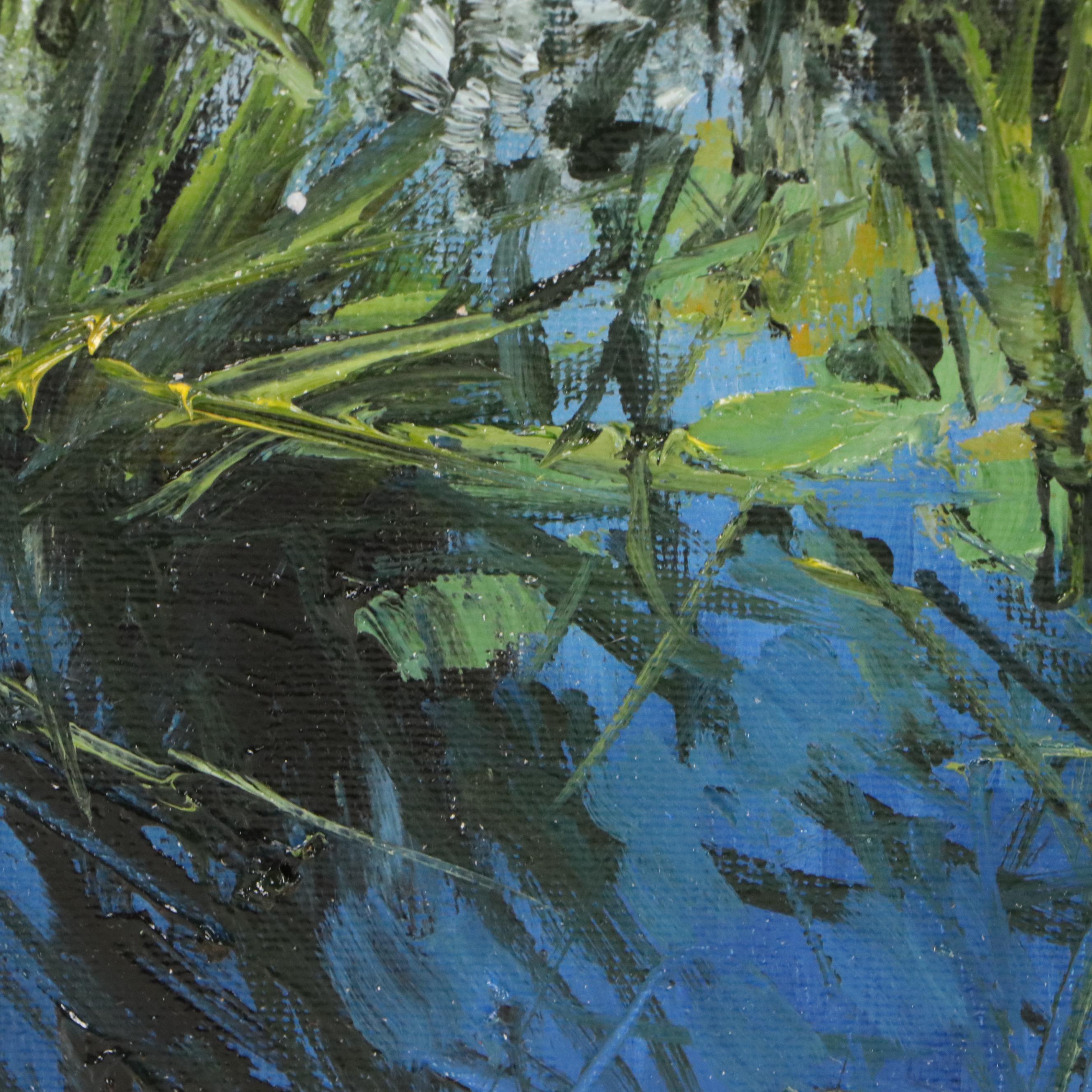 Garncarek Aleksander Pond Landscape Oil Painting "Na Stawie," 2025