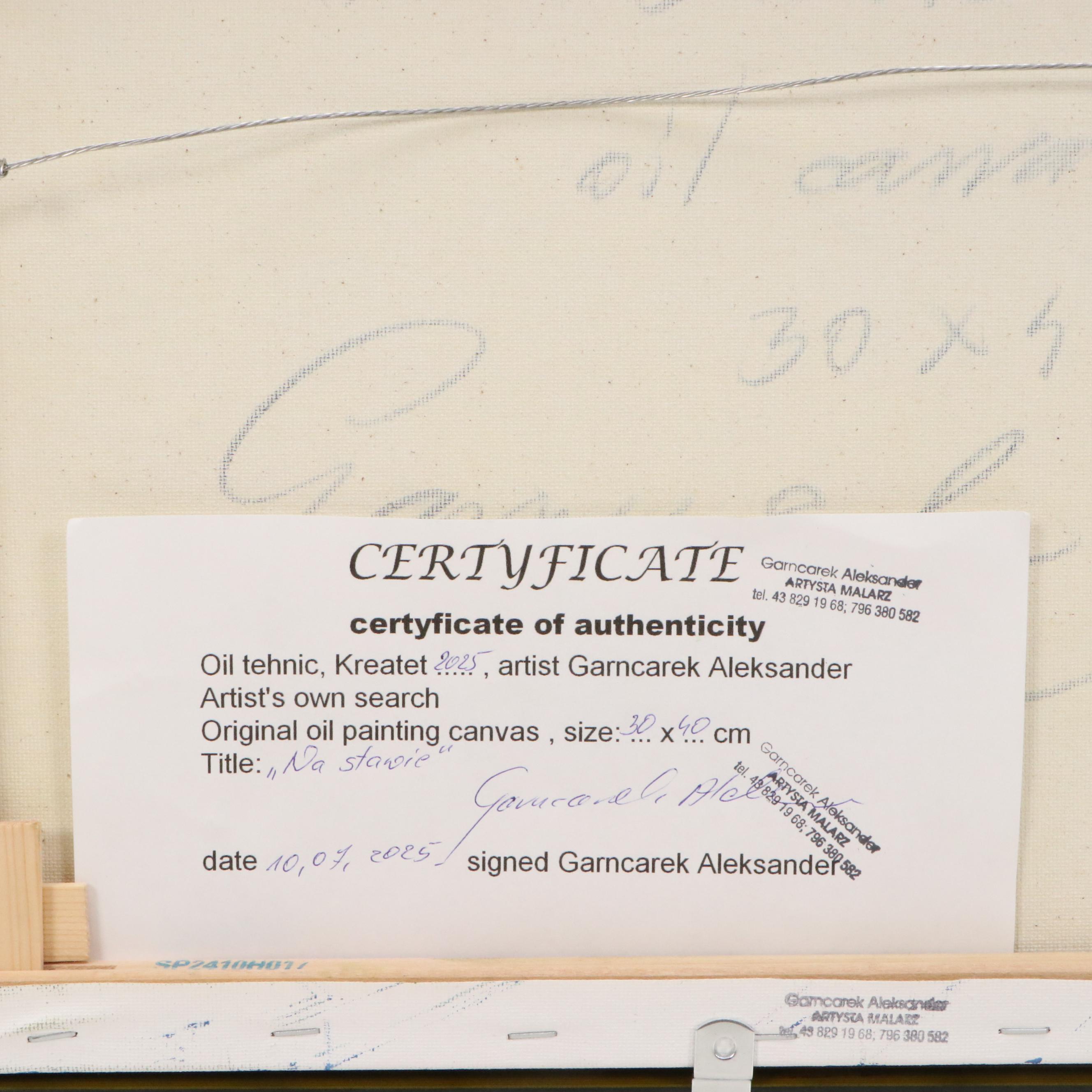 Garncarek Aleksander Pond Landscape Oil Painting "Na Stawie," 2025