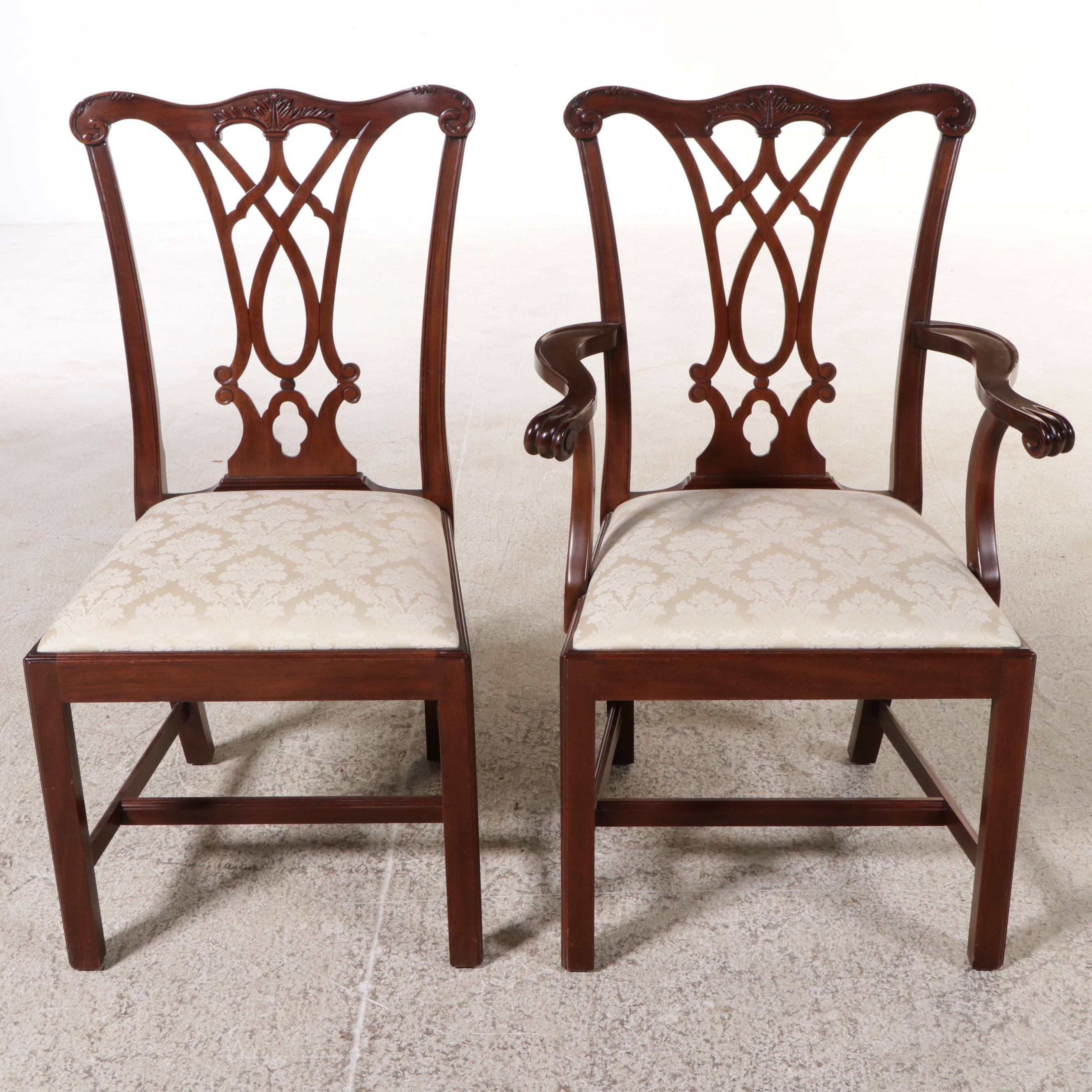 Thirteen-Piece Mahogany Dining Set with Henkel-Harris Chippendale Style Chairs