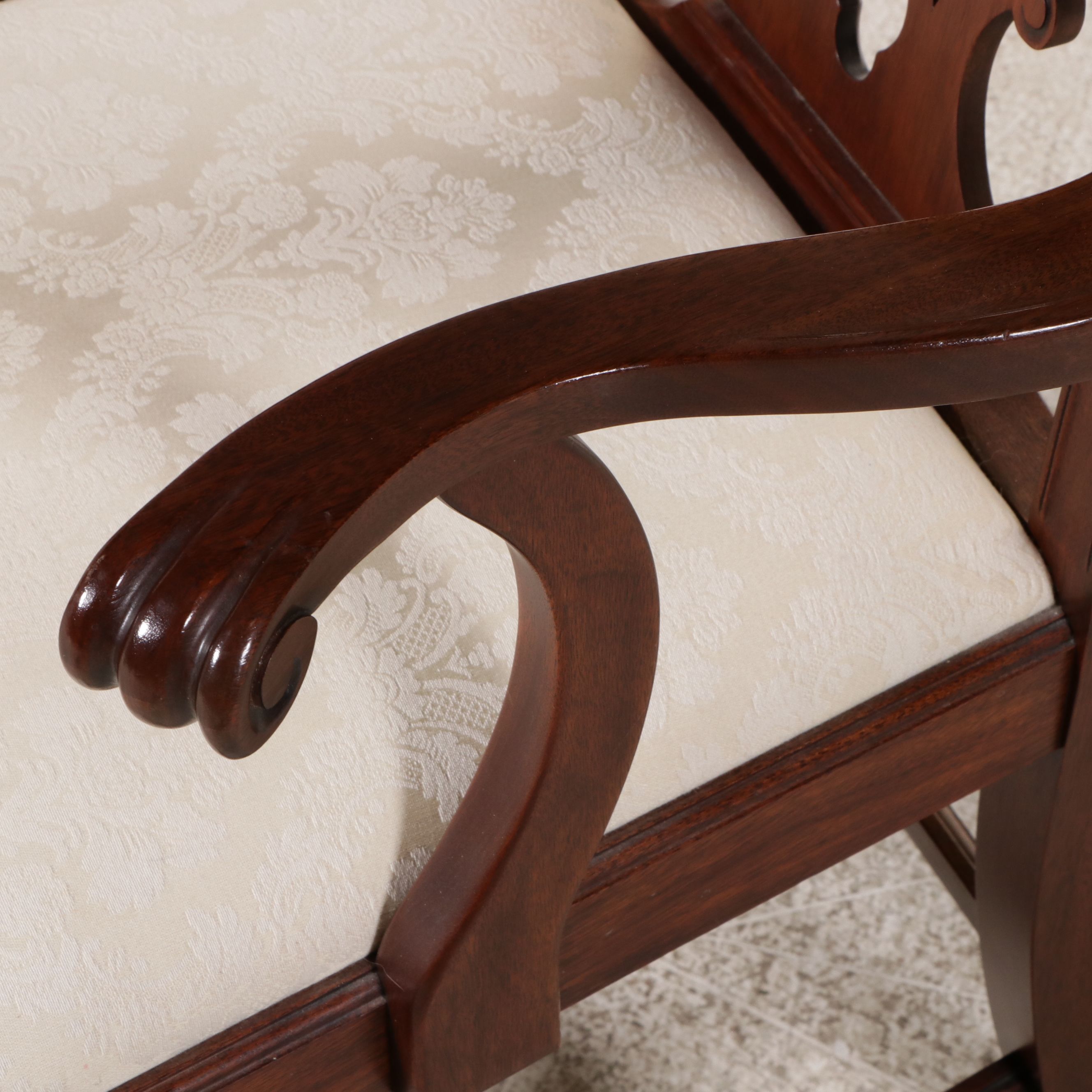 Thirteen-Piece Mahogany Dining Set with Henkel-Harris Chippendale Style Chairs