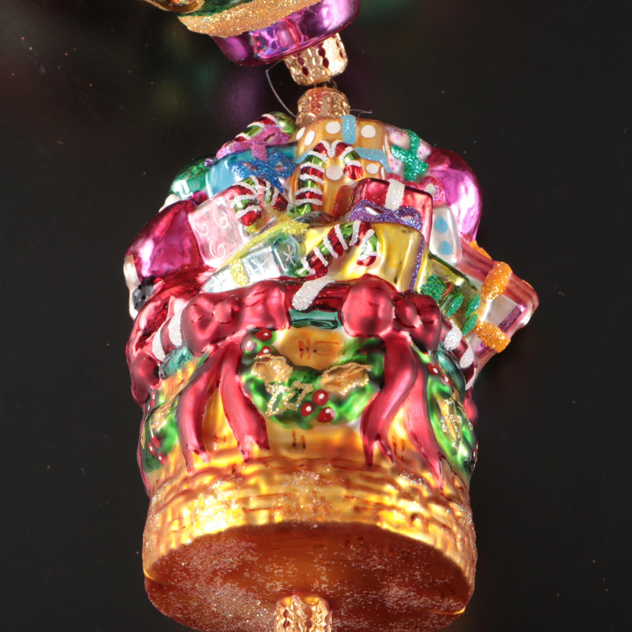 Christopher Radko "Grand Gift Air Lift" with Baccarat Crystal Annual Ornaments