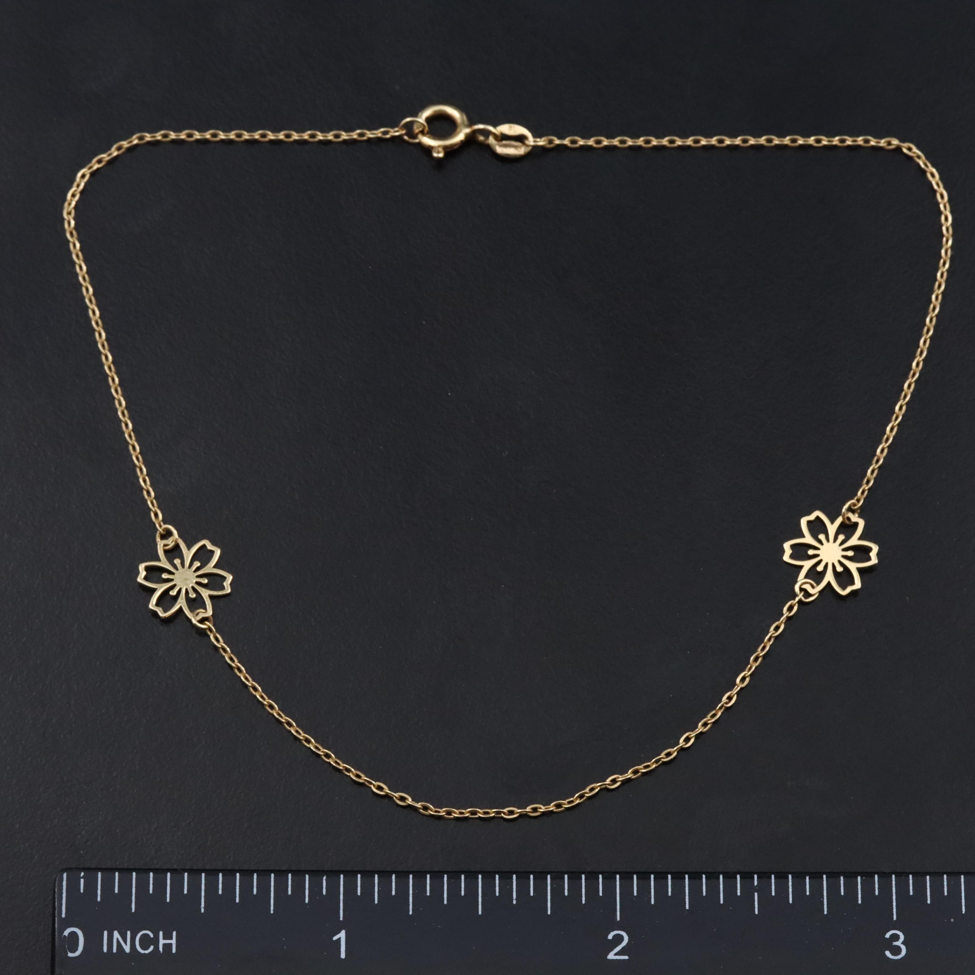 Italian 10K Flower Anklet