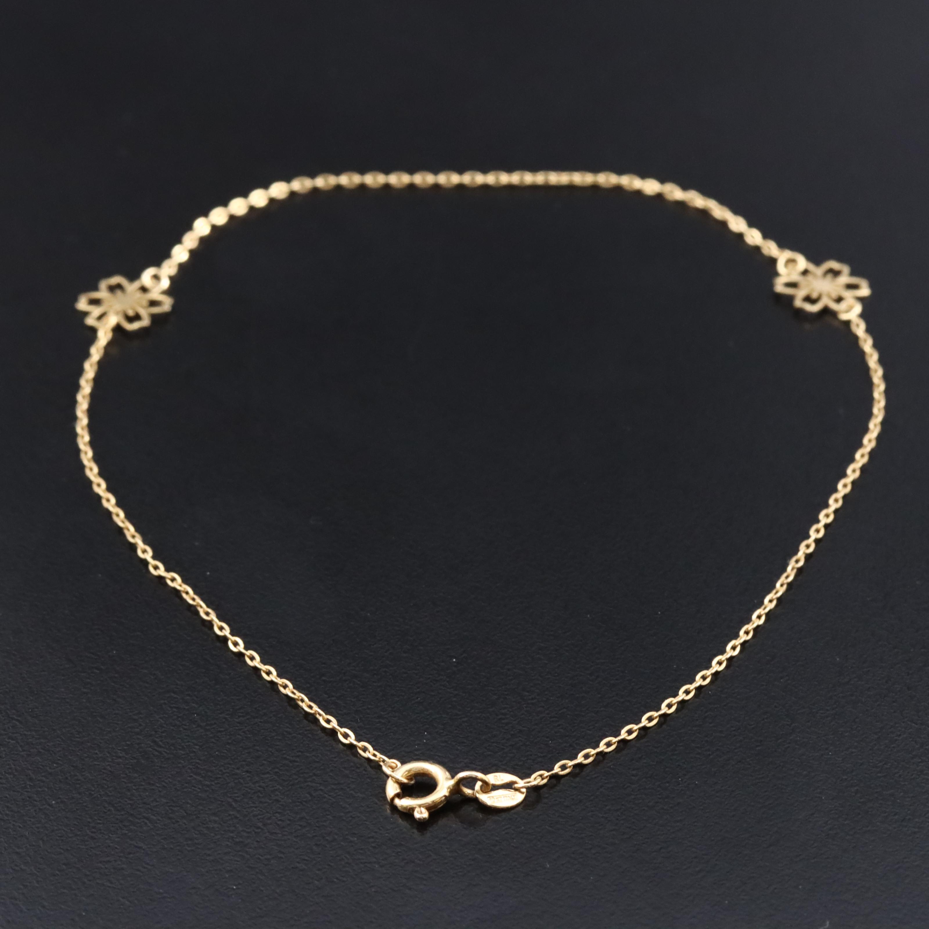 Italian 10K Flower Anklet