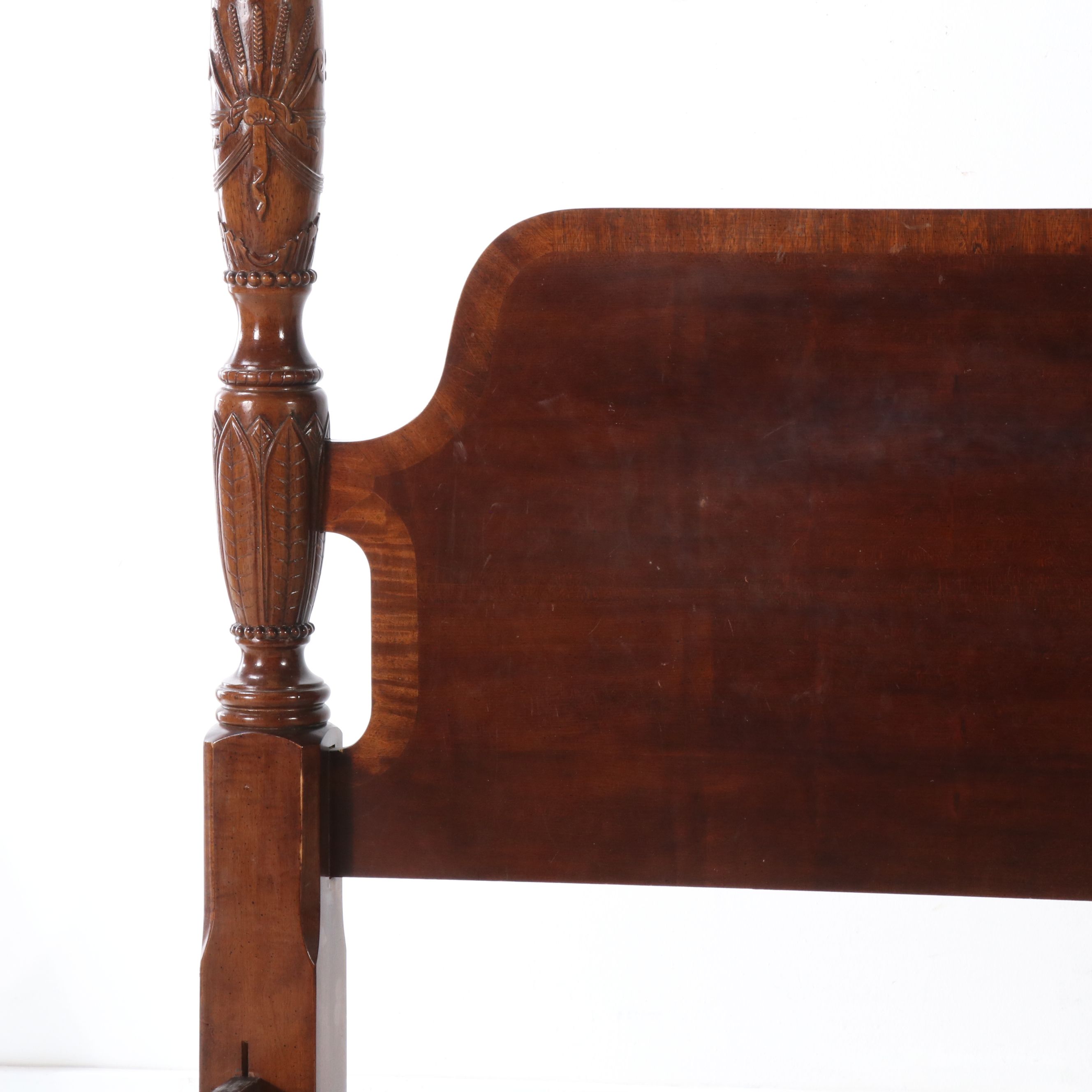 Federal Style Mahogany Four-Poster Rice Bed Frame, 20th Century