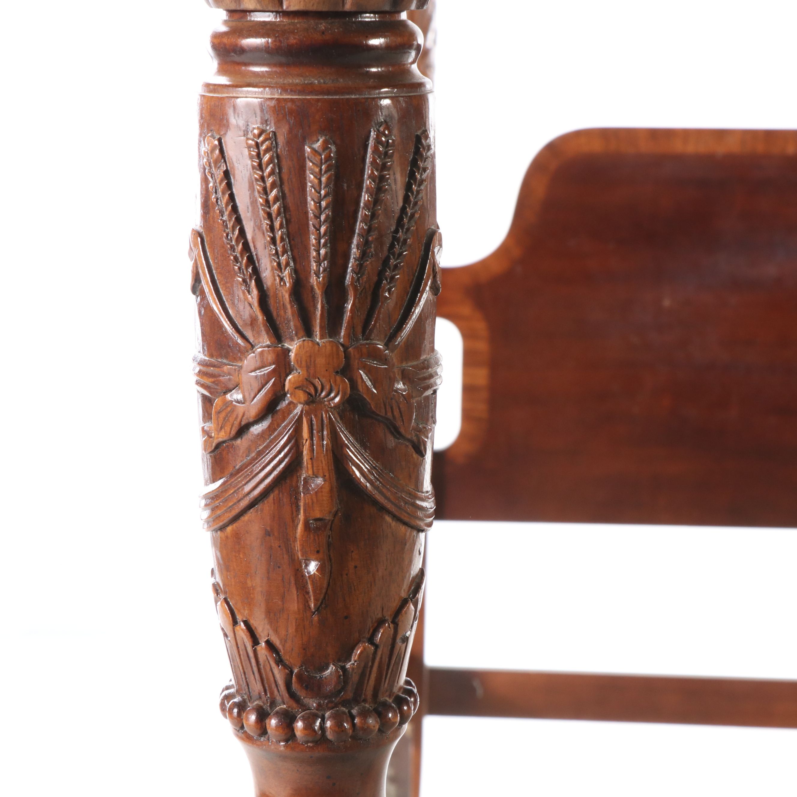 Federal Style Mahogany Four-Poster Rice Bed Frame, 20th Century