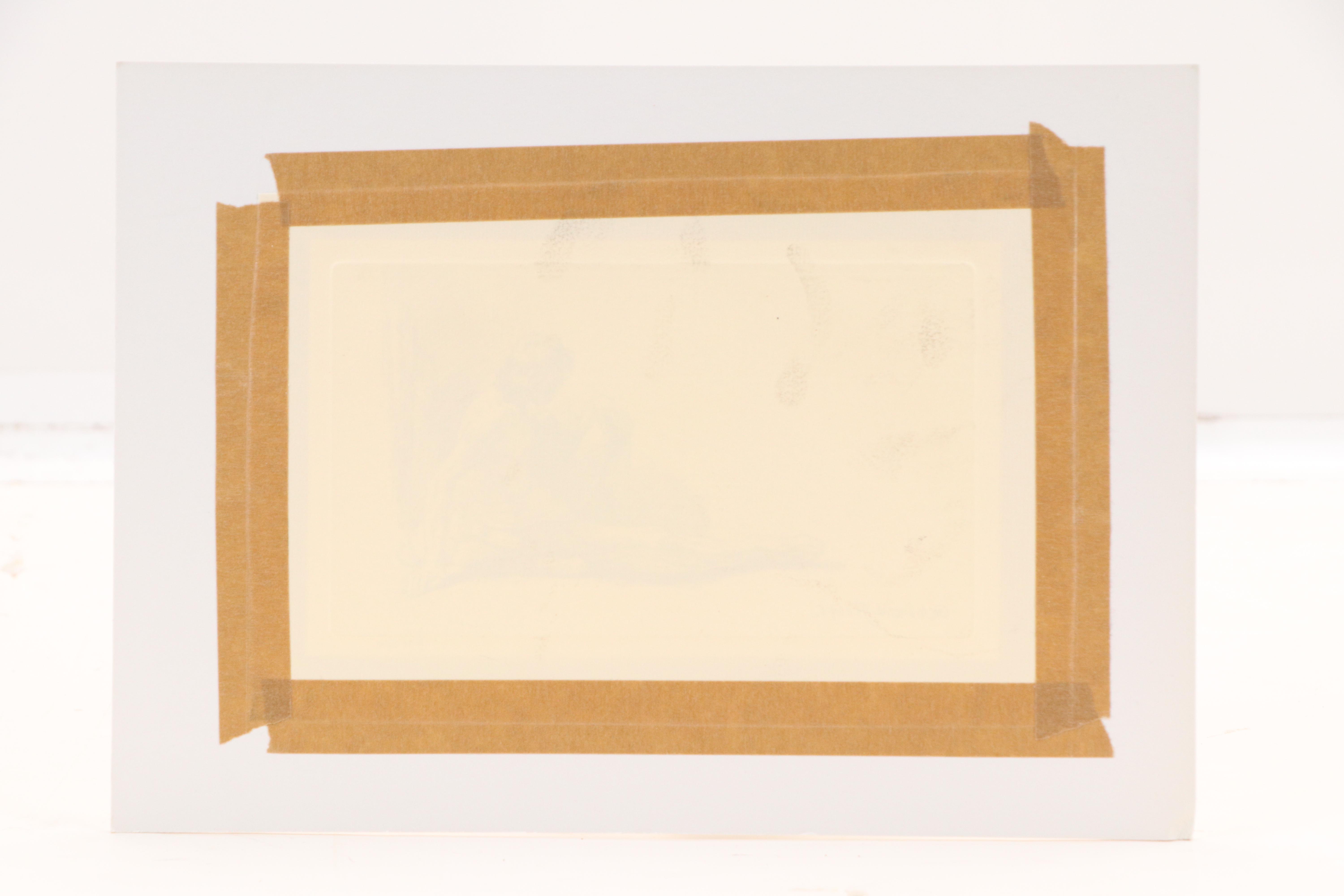 Engraving After Rembrandt of Seated Male Nude with Outstretched Leg