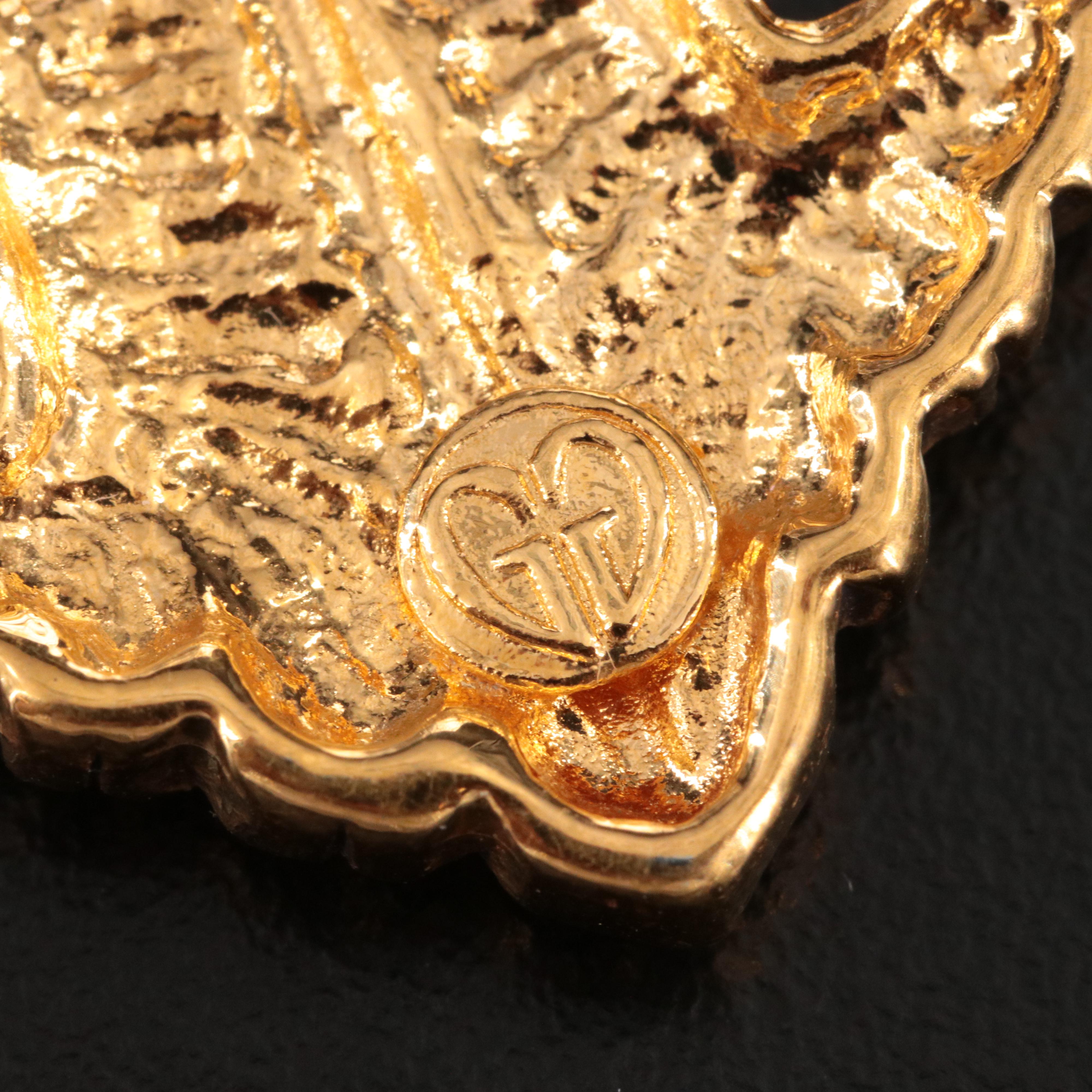 Gold-Tone Heart Brooch