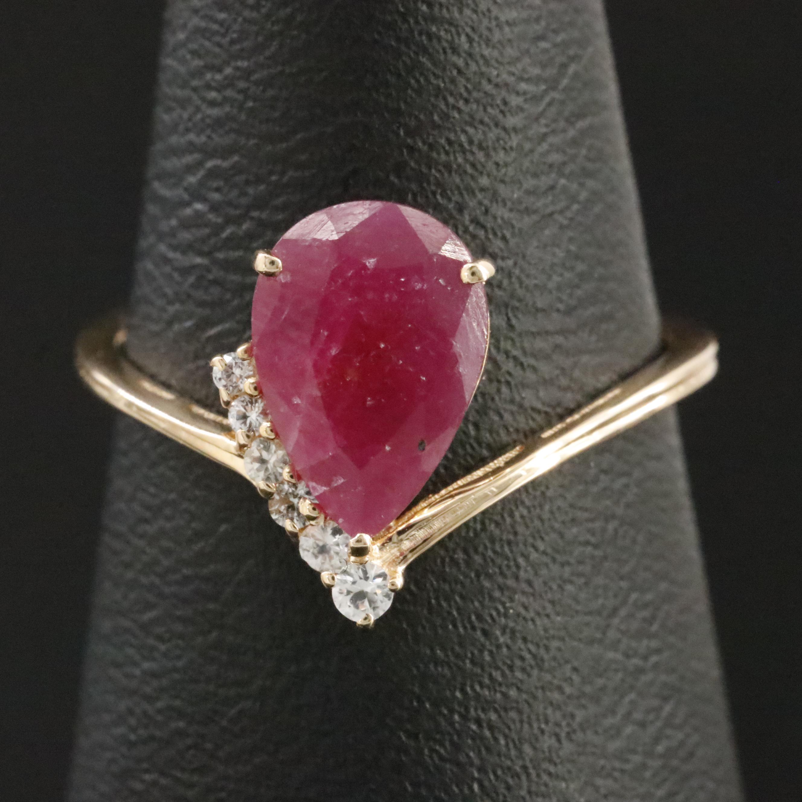 14K 1.18 CT Ruby and White Sapphire Ring