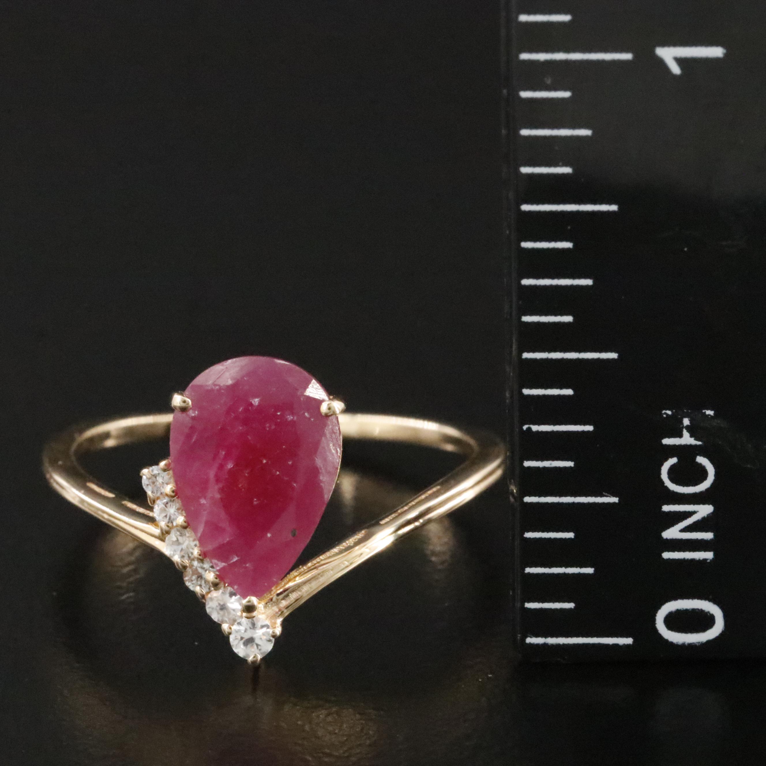 14K 1.18 CT Ruby and White Sapphire Ring