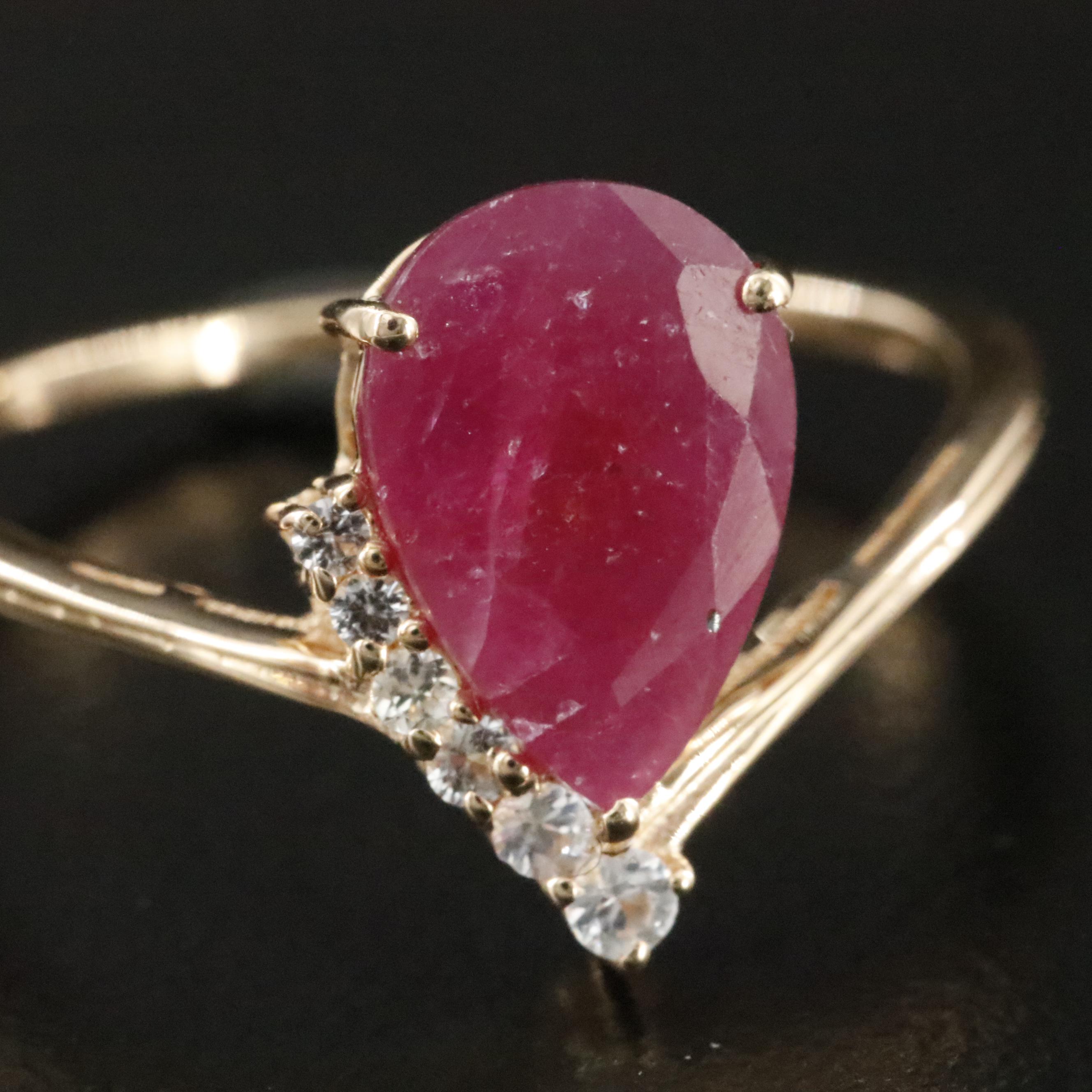 14K 1.18 CT Ruby and White Sapphire Ring