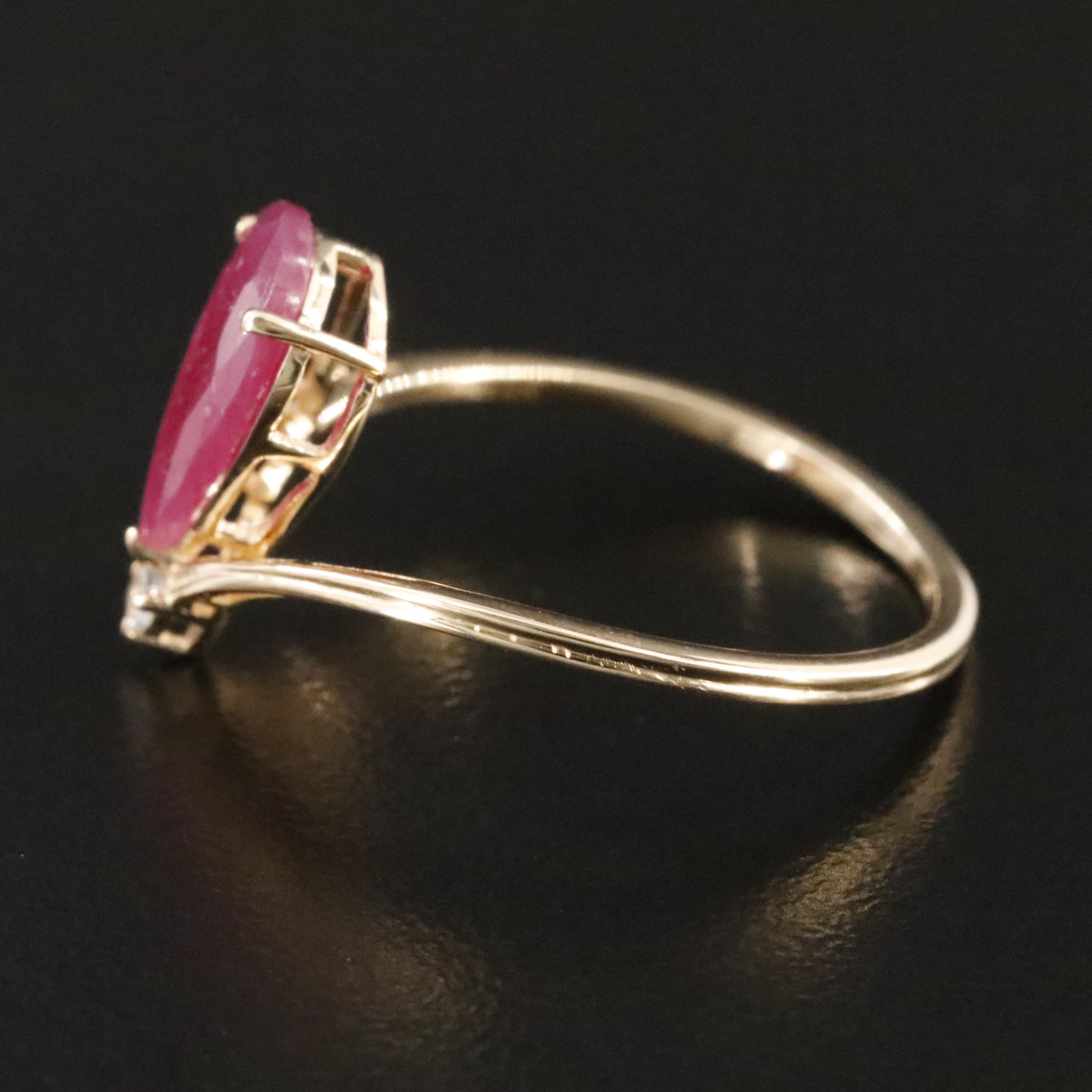 14K 1.18 CT Ruby and White Sapphire Ring