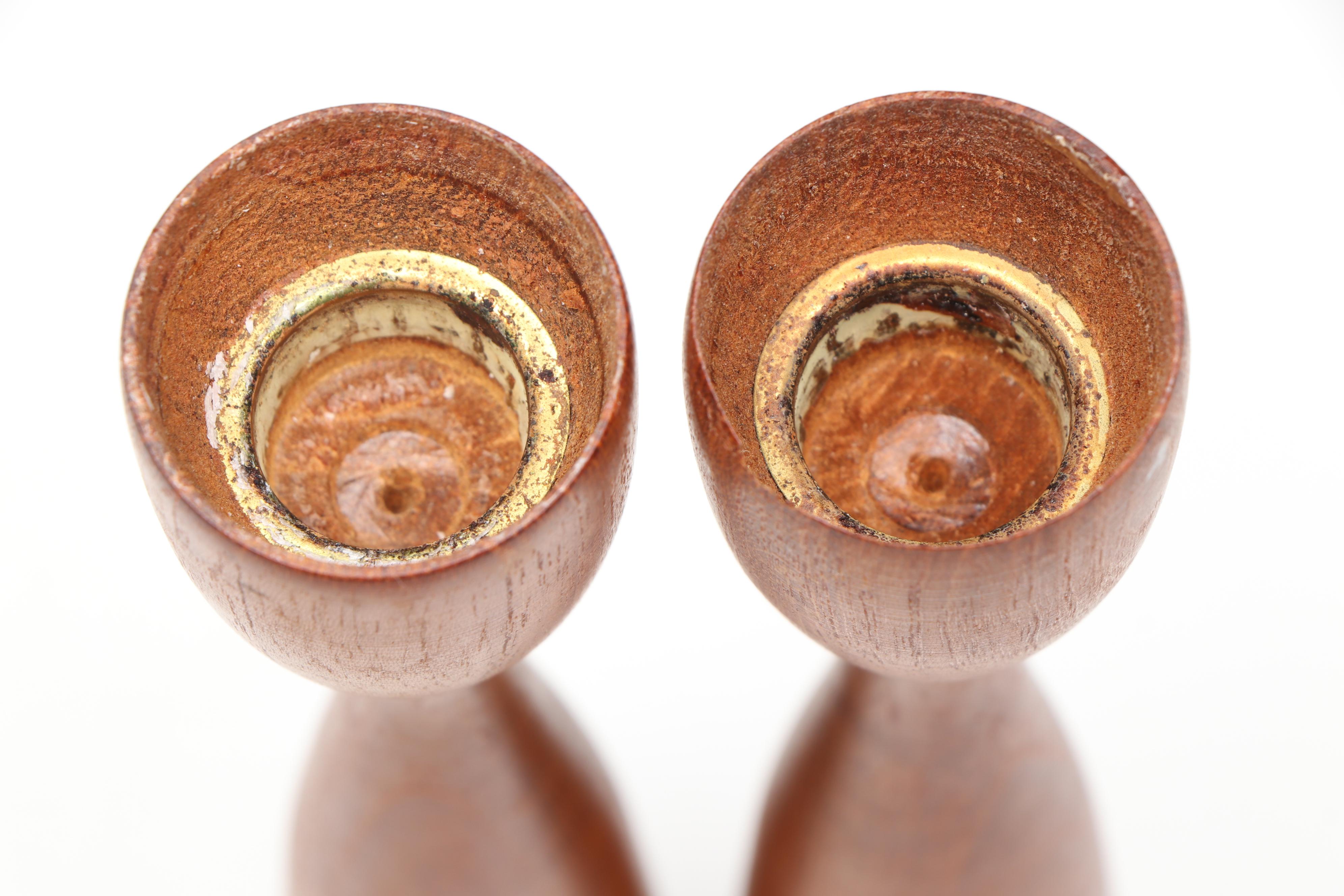 Pair of Danish Modern Teak Candlesticks, Mid to Late 20th Century