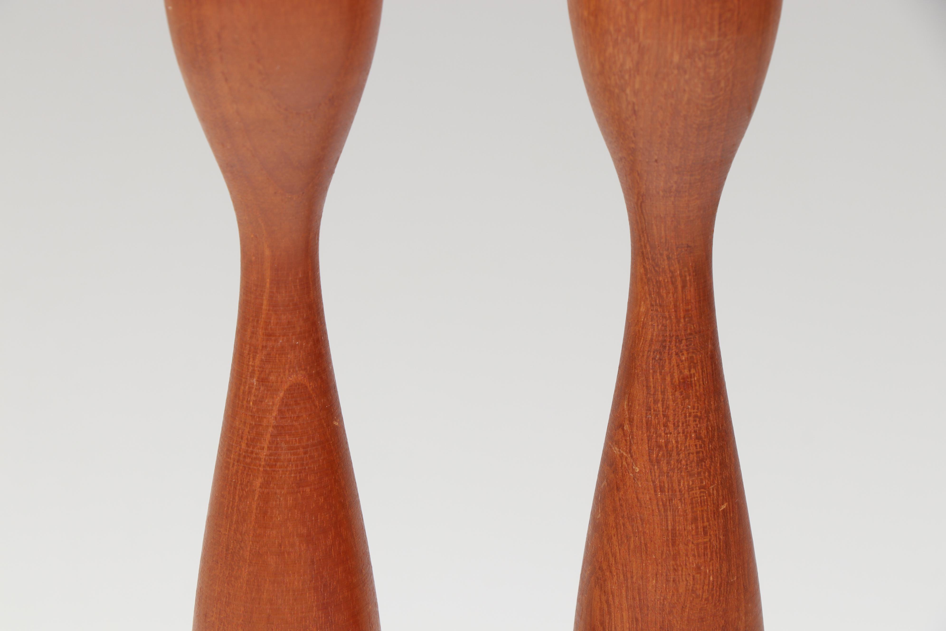 Pair of Danish Modern Teak Candlesticks, Mid to Late 20th Century