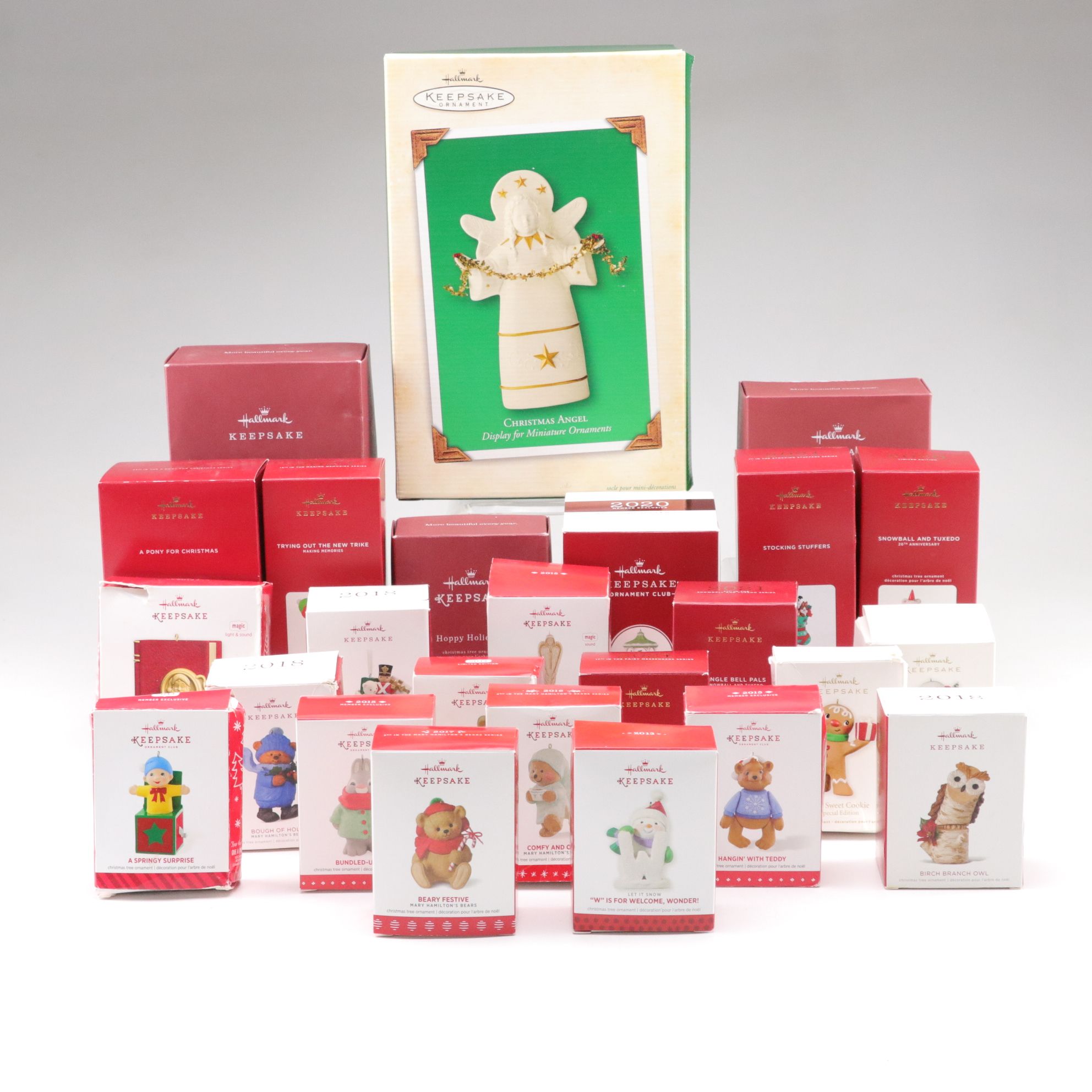 Halllmark Christmas Angel Display with Collection of Keepsake Ornaments