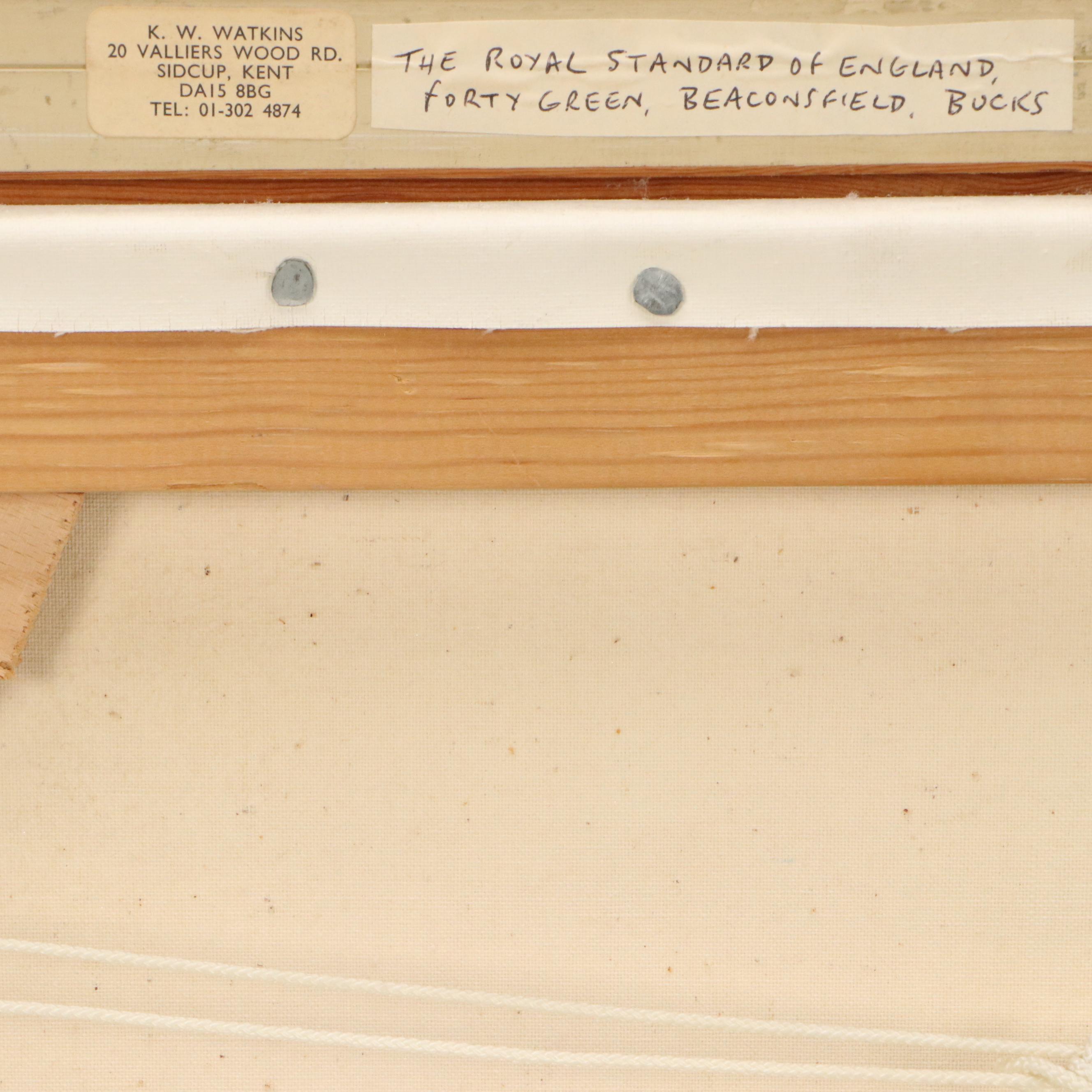 K. Watkins Oil Painting of European Village, 1979