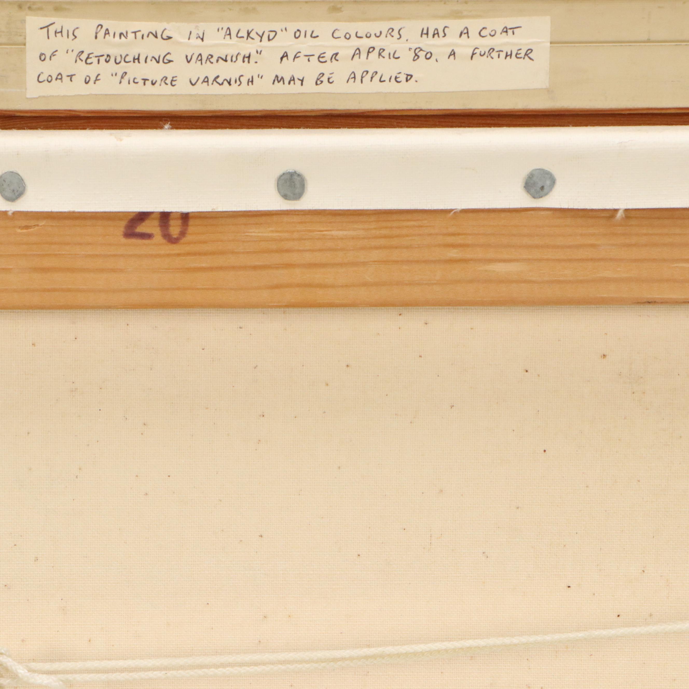 K. Watkins Oil Painting of European Village, 1979