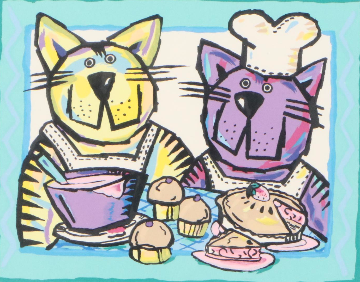 Heusso Stylized Serigraph of Dog Chefs "From Scratch," 21st Century