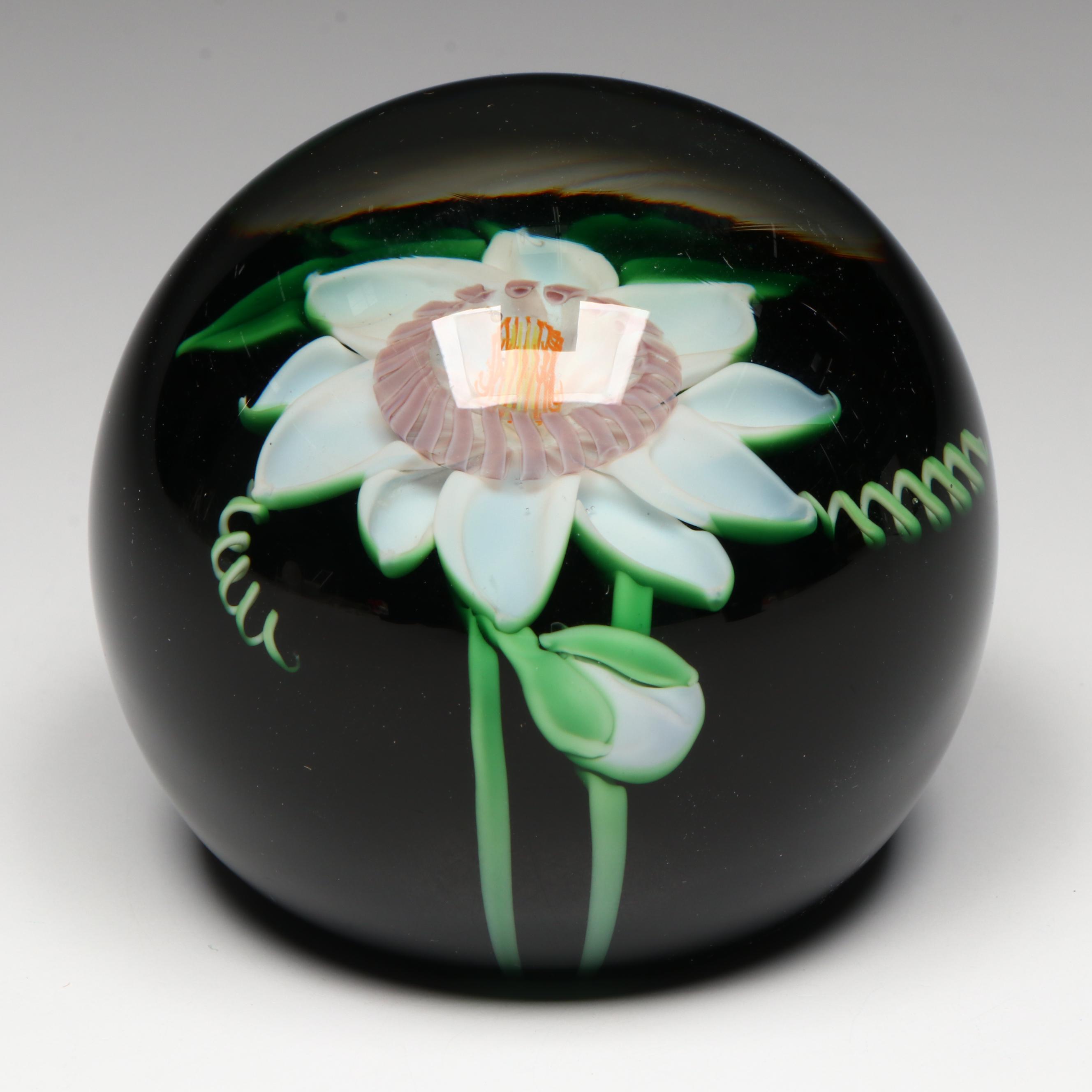Bruce Sillars for Orient & Flume Clematis Vine Art Glass Paperweight, 1984