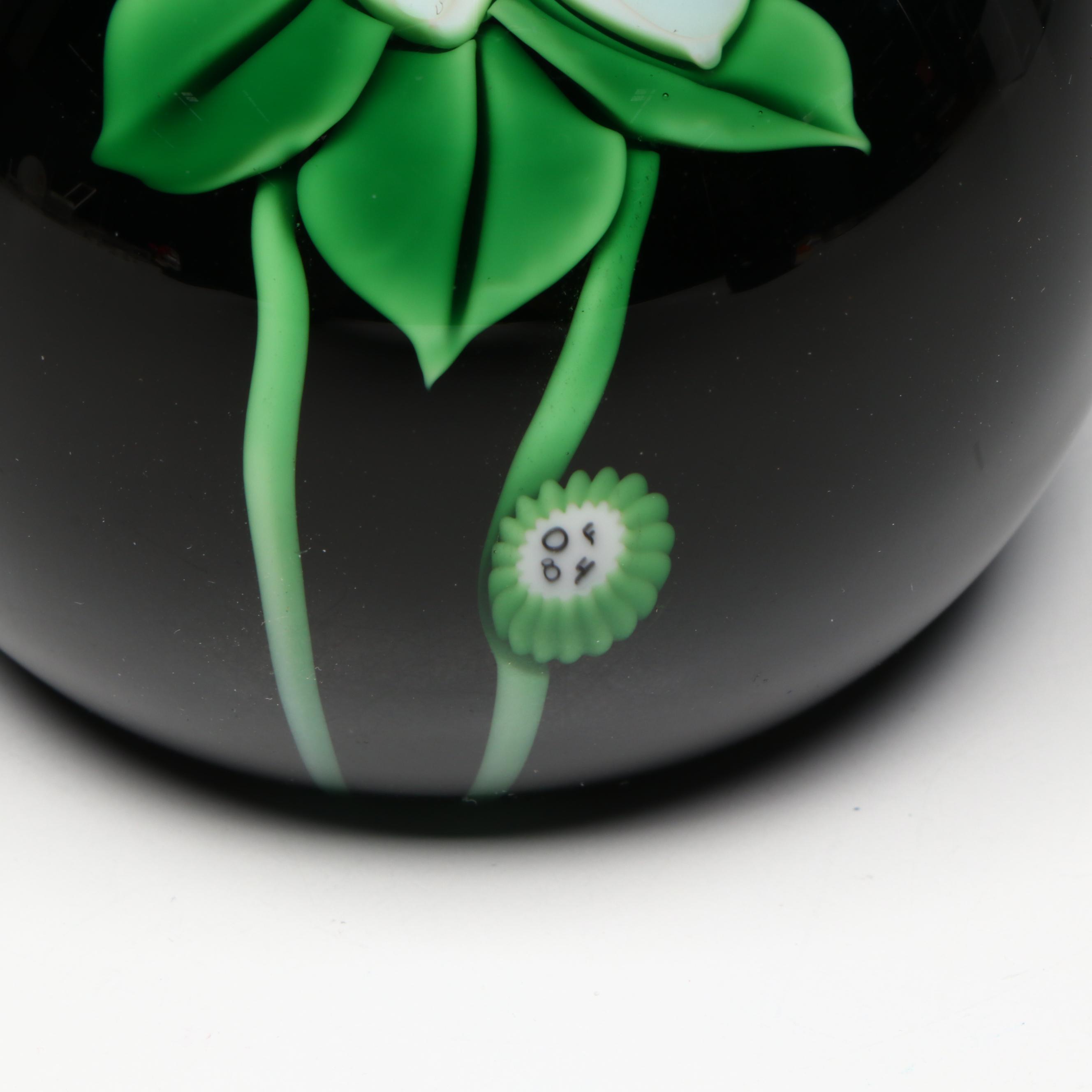 Bruce Sillars for Orient & Flume Clematis Vine Art Glass Paperweight, 1984