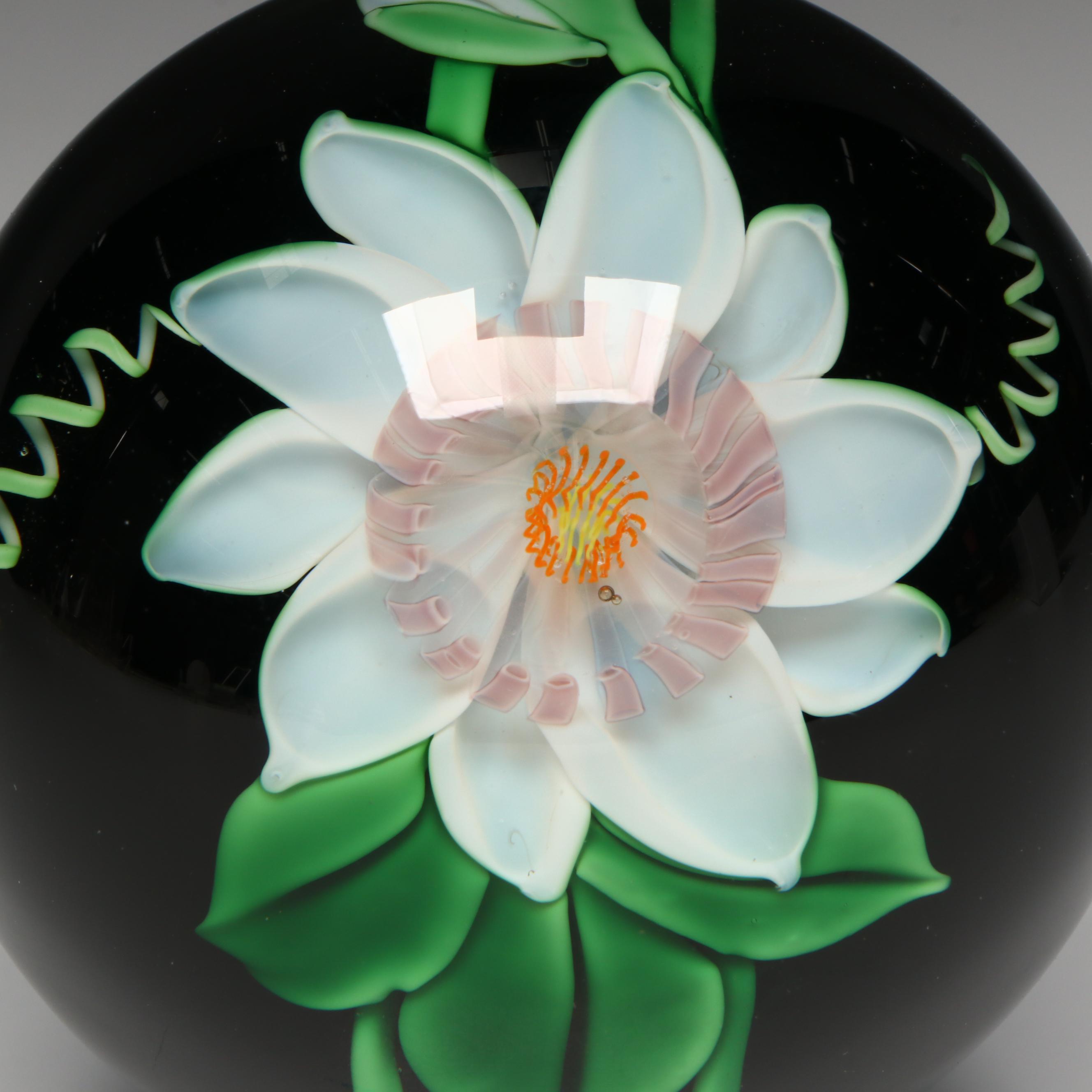 Bruce Sillars for Orient & Flume Clematis Vine Art Glass Paperweight, 1984