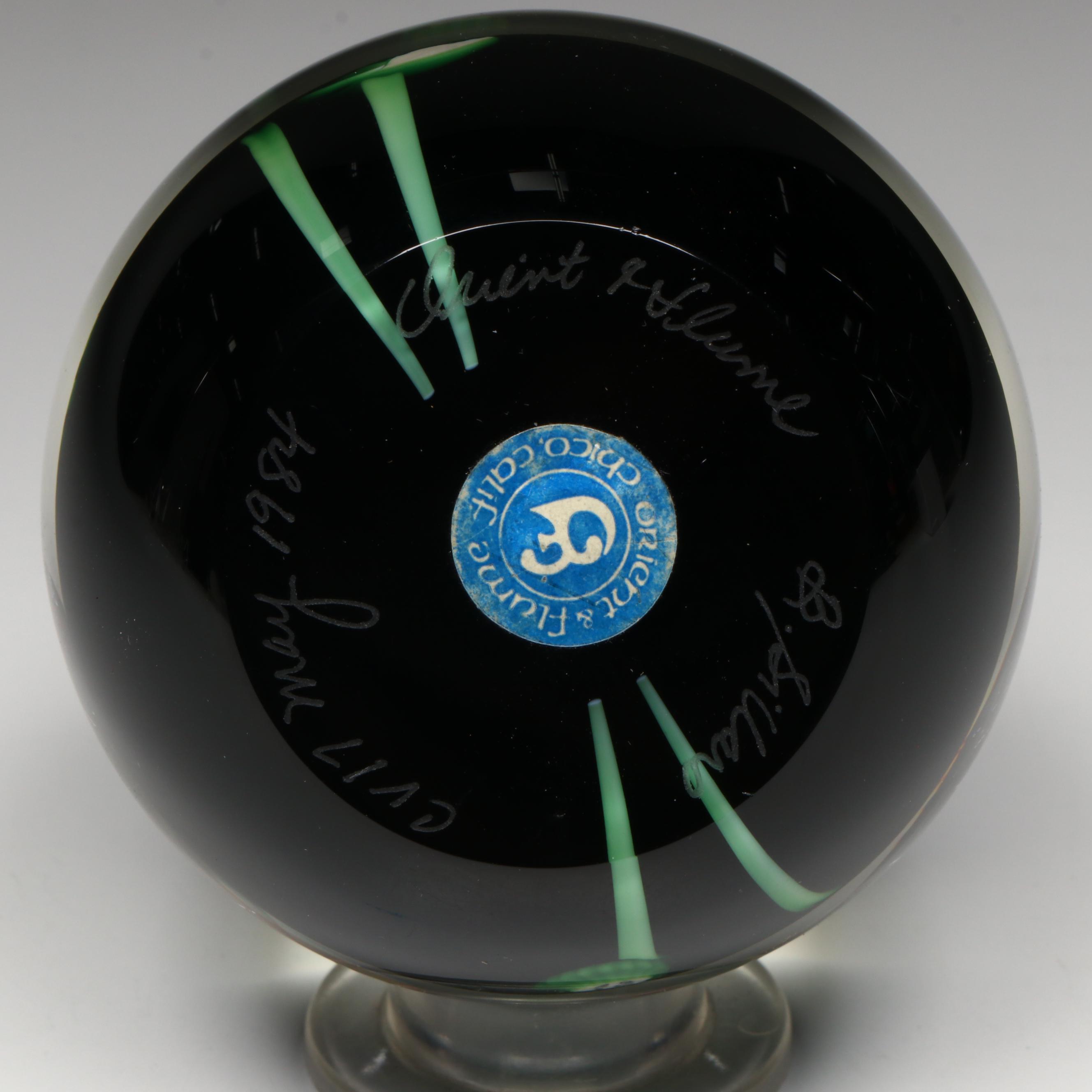 Bruce Sillars for Orient & Flume Clematis Vine Art Glass Paperweight, 1984