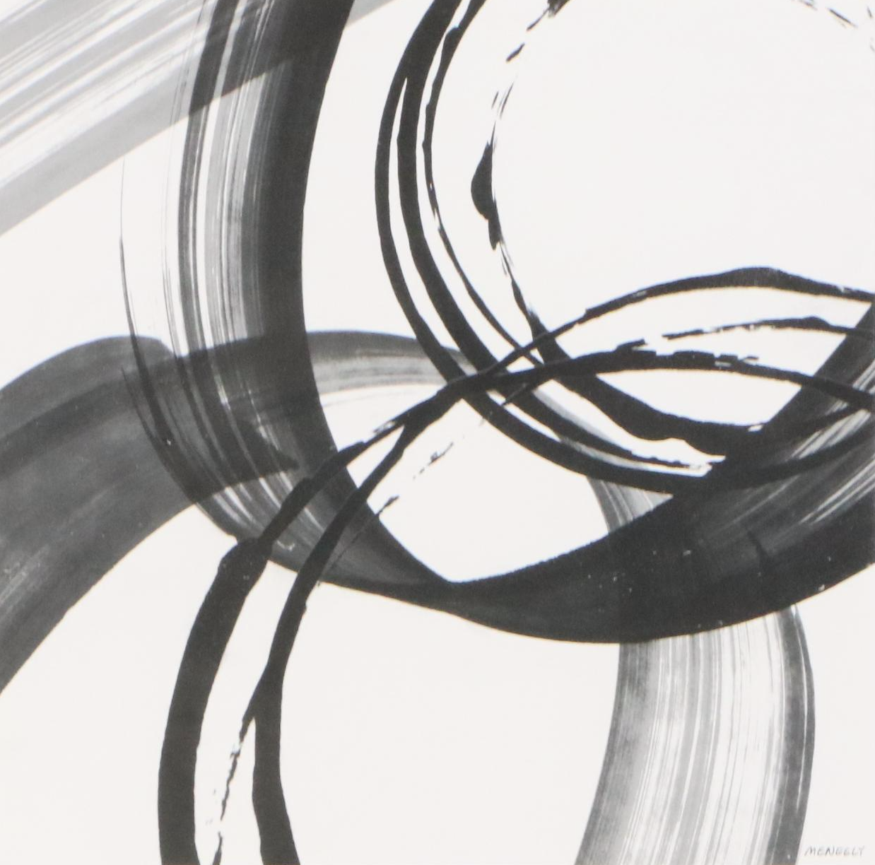 After Dan Meneely Abstract Offset Lithographs "Black and White Pop I & II"