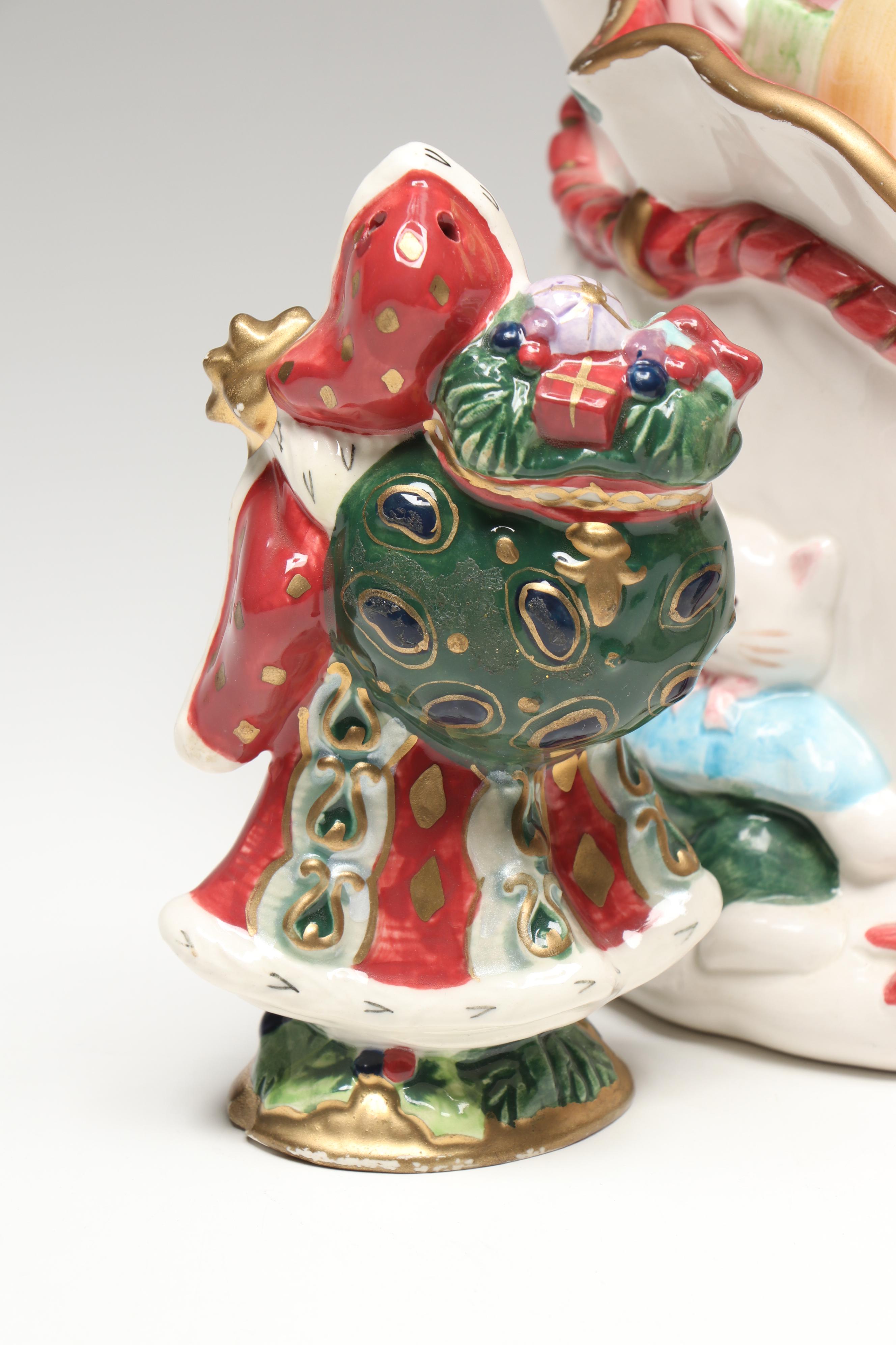 Omnibus by Fitz & Floyd Christmas Creamer and Sugar with Cookie Jar and Shaker