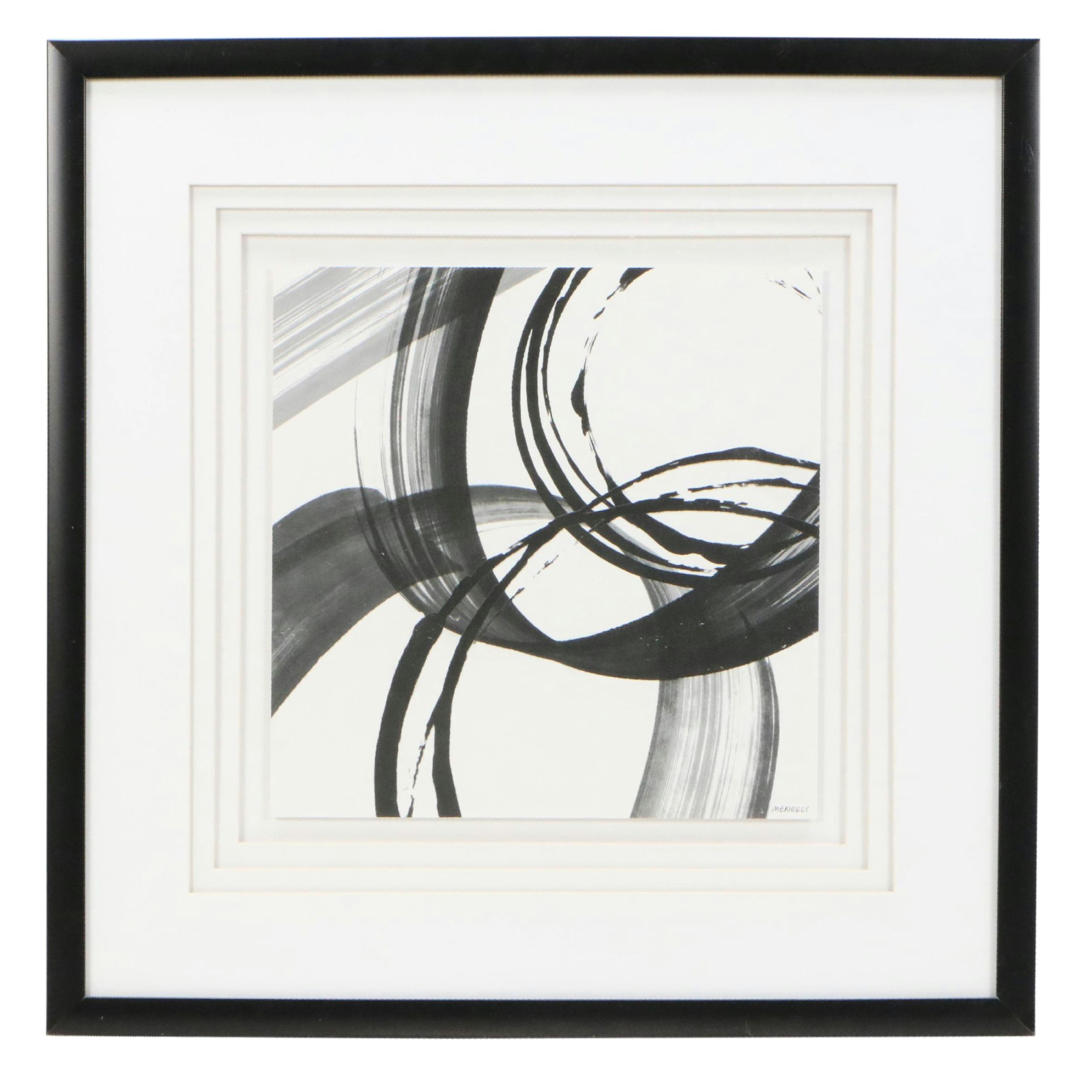 After Dan Meneely Abstract Offset Lithographs "Black and White Pop I & II"
