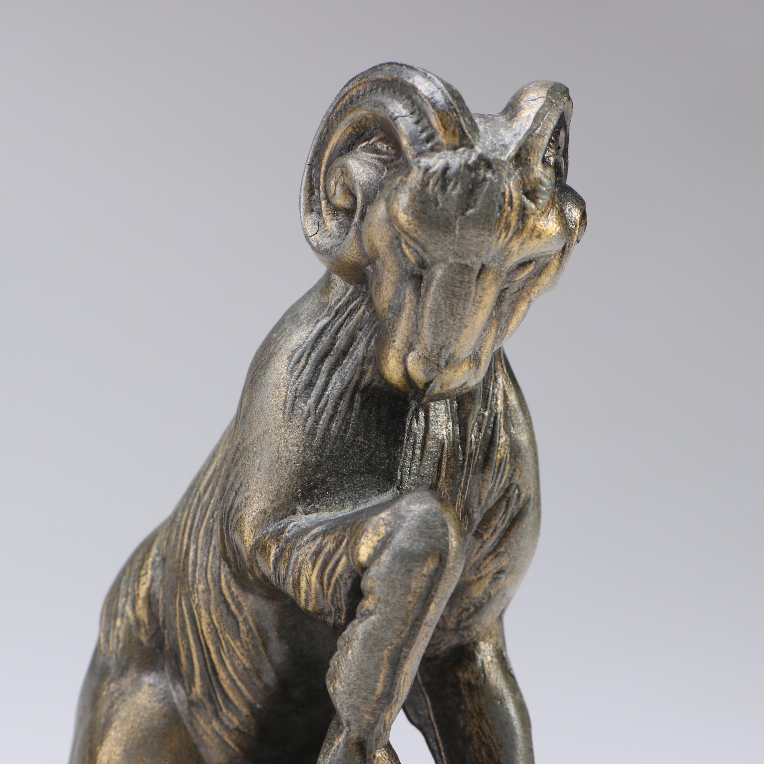 S.C.C. Brass Veneer Bighorn Ram Bookends, 1974