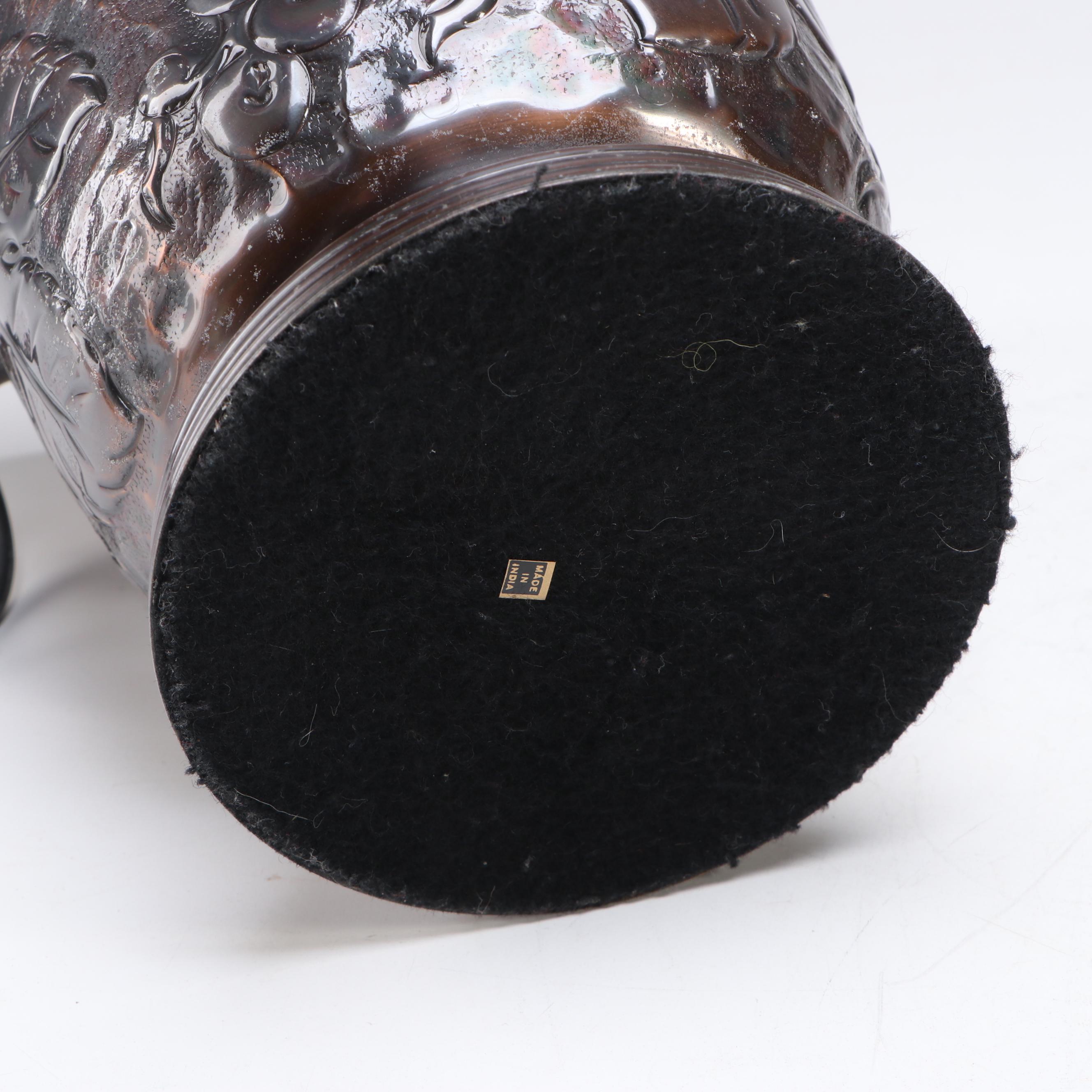 Grapevine Pattern Metal Ice Bucket and Lion's Head Stand