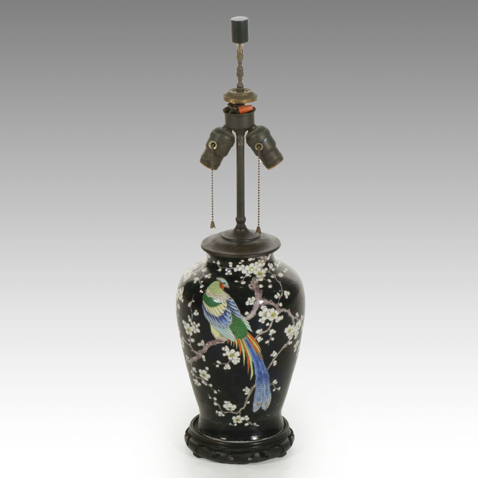 Chinese Famille Noire Vase Table Lamp