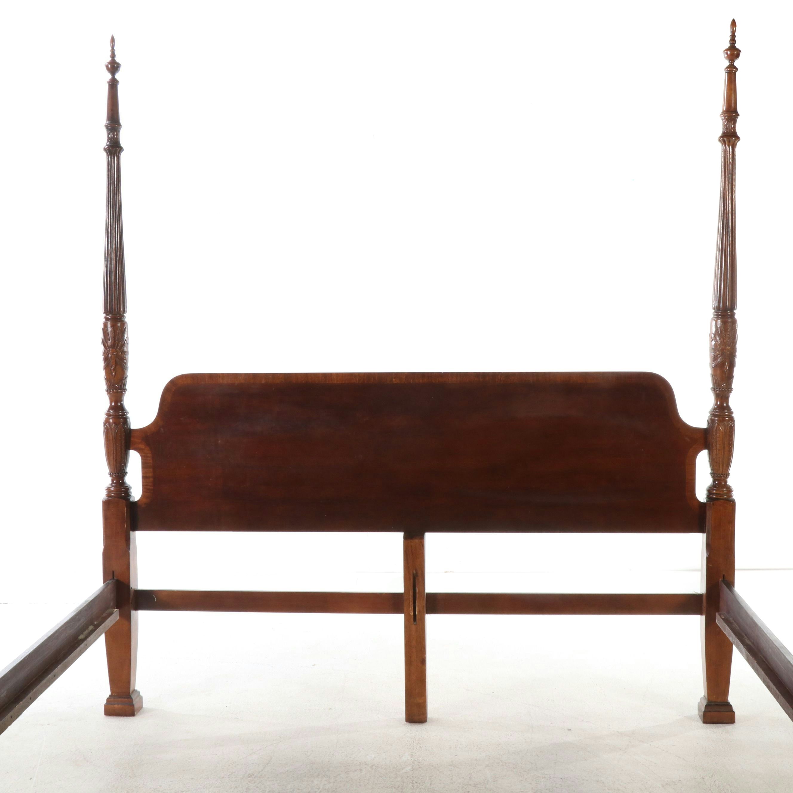 Federal Style Mahogany Four-Poster Rice Bed Frame, 20th Century