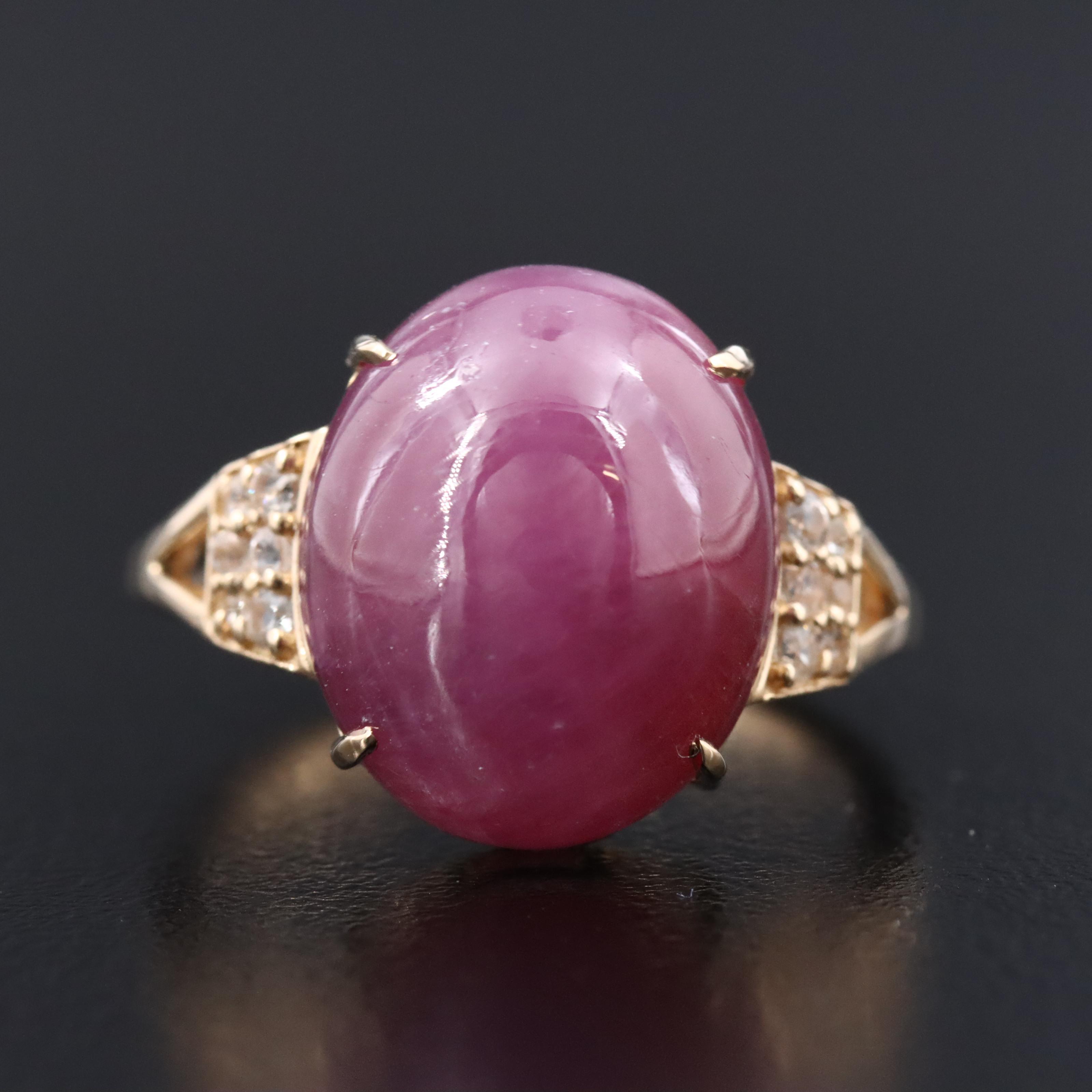 14K 16.09 CT Ruby and White Sapphire Ring